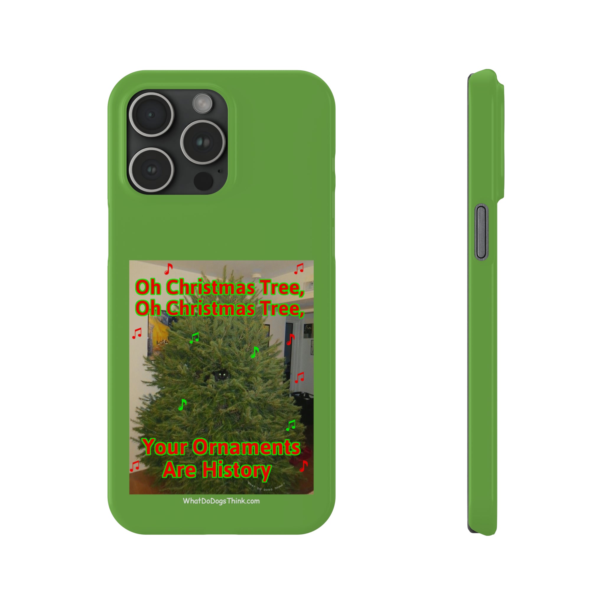 Christmas Tree Cat Green Slim Phone Case