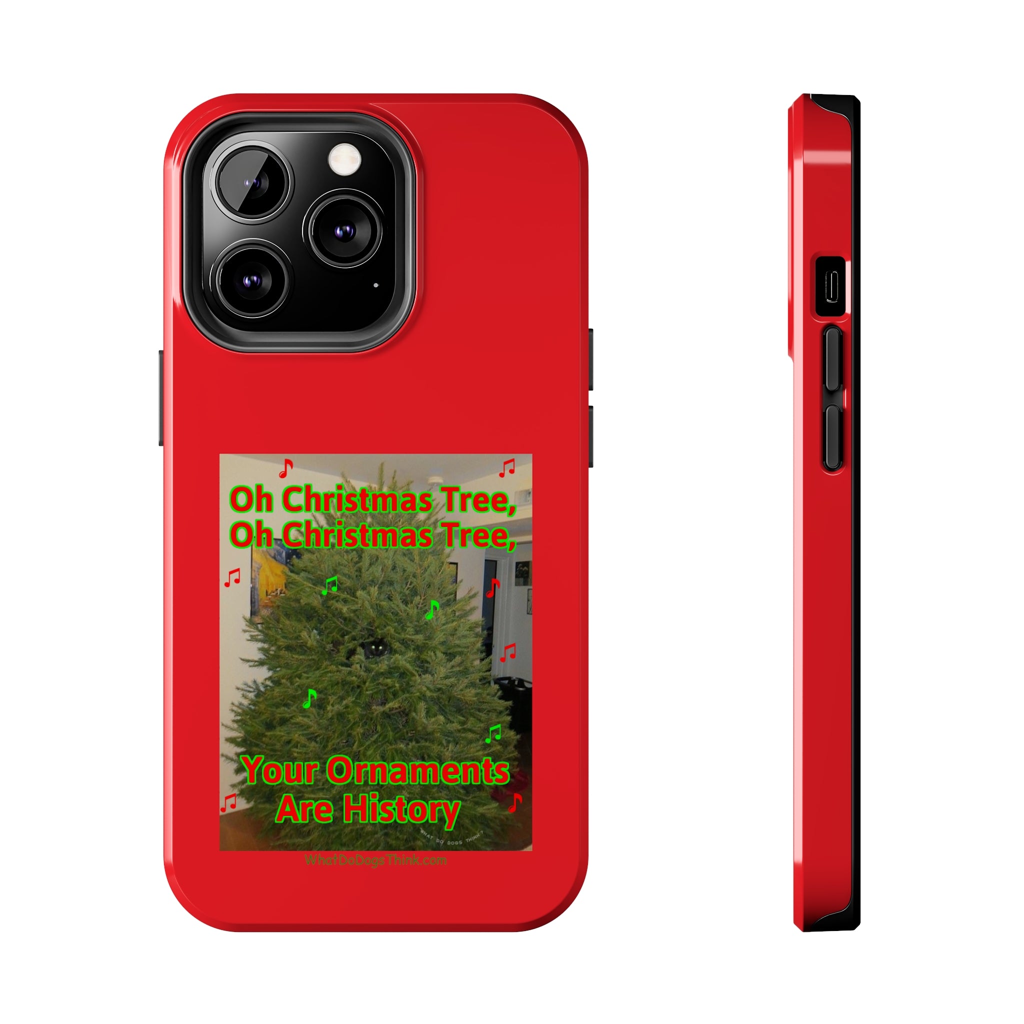 Christmas Tree Cat Red Tough Phone Cases