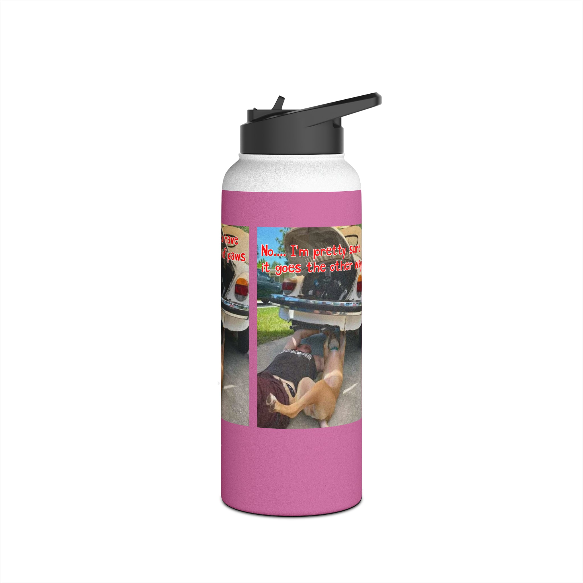 VW Helper Pink Stainless Steel Water Bottle, Standard Lid