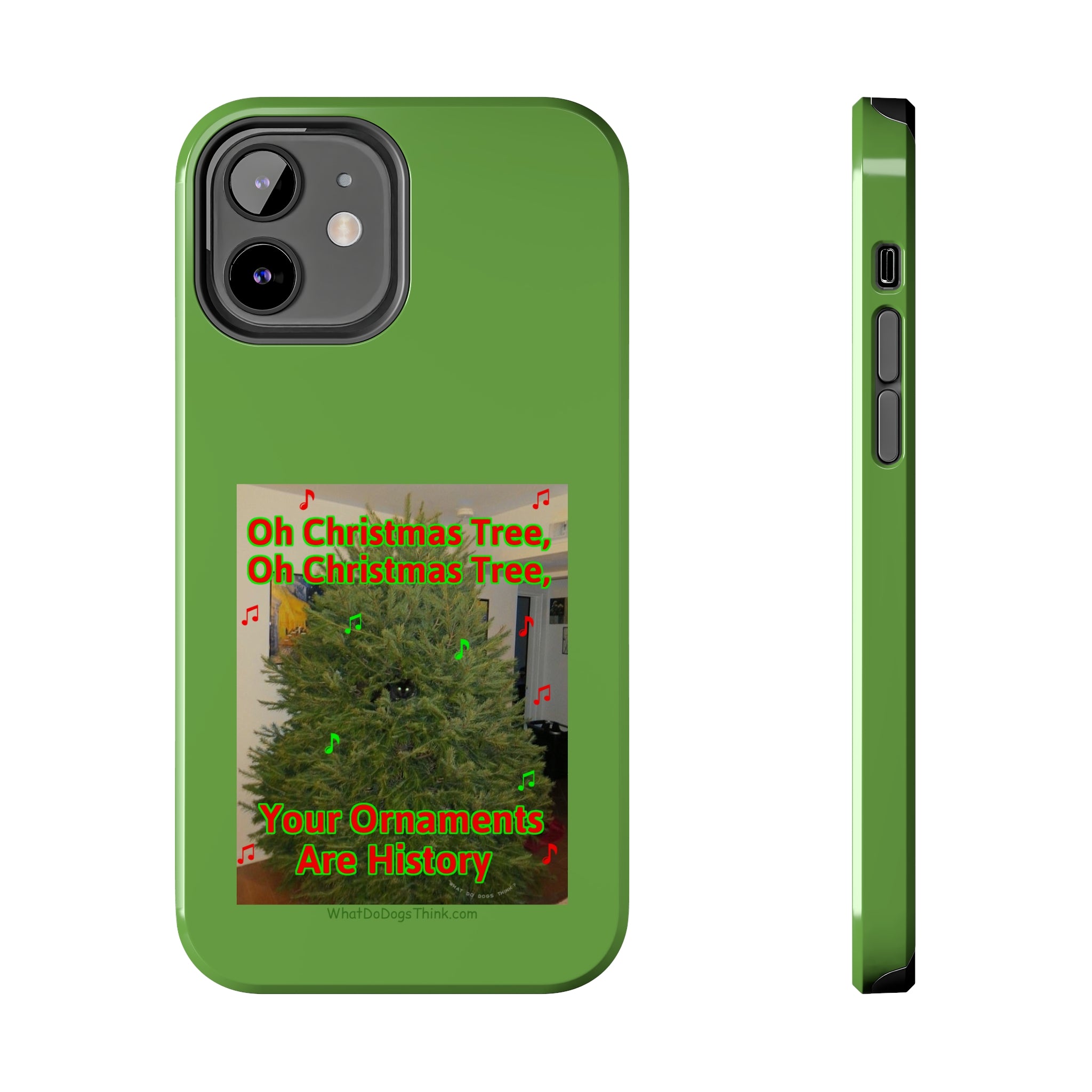 Christmas Tree Cat Green Tough Phone Cases