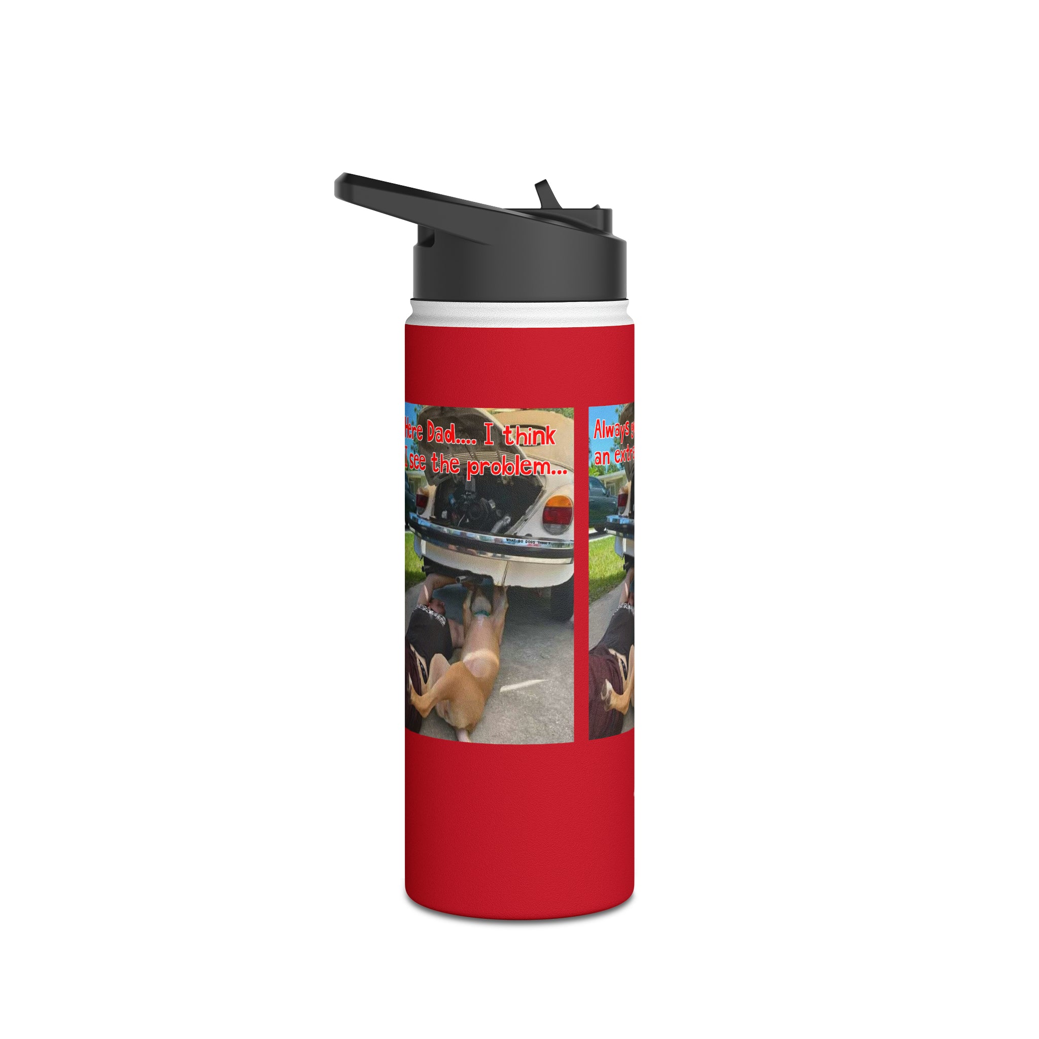 VW Helper Red Stainless Steel Water Bottle, Standard Lid