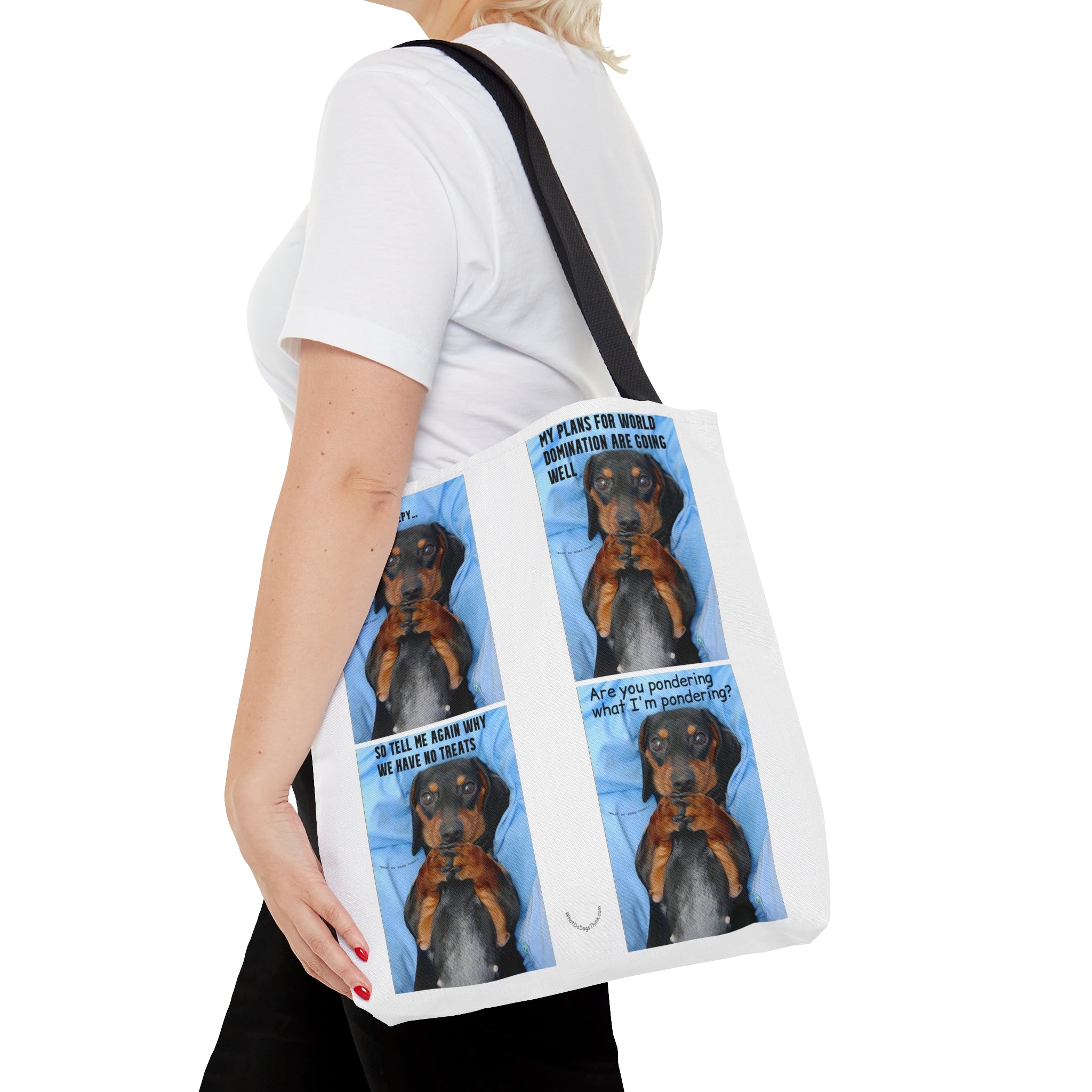 Devious Dachshund White Premium Tote Bag