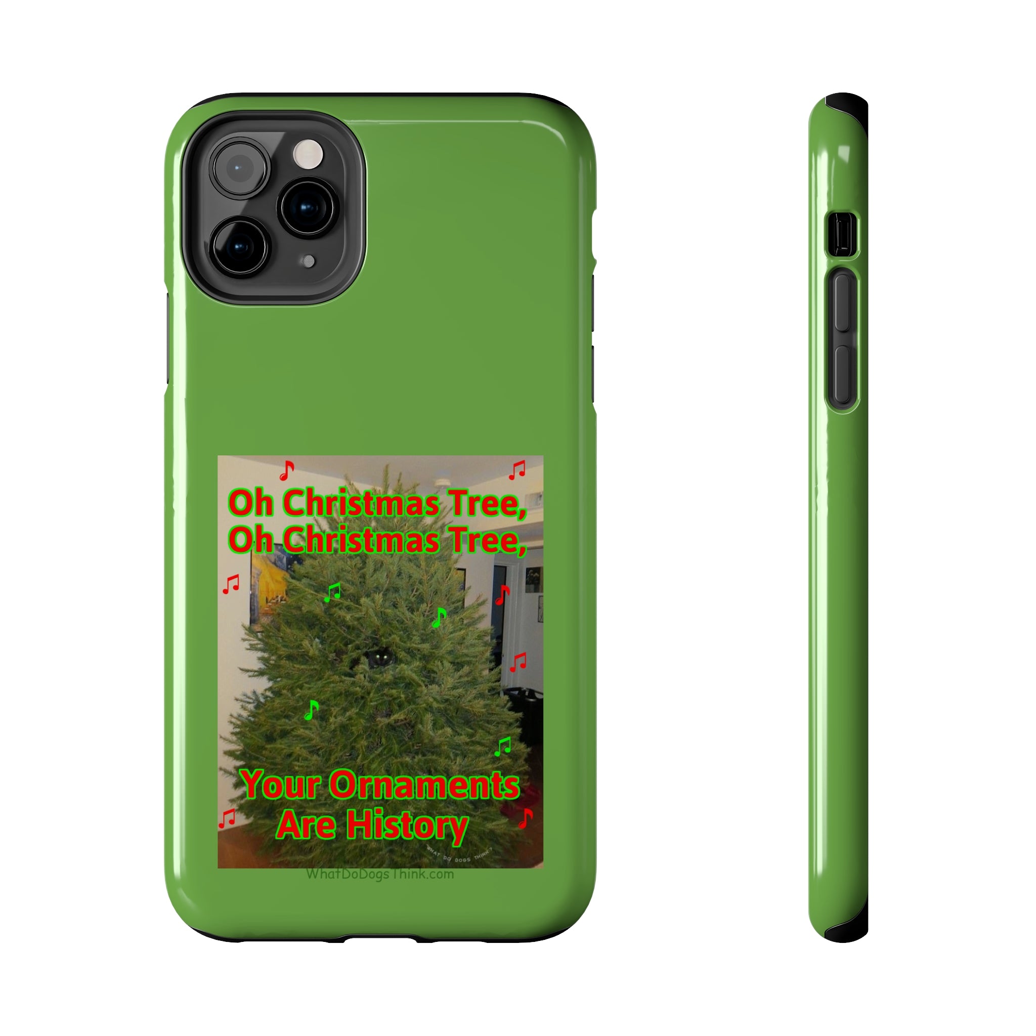 Christmas Tree Cat Green Tough Phone Cases