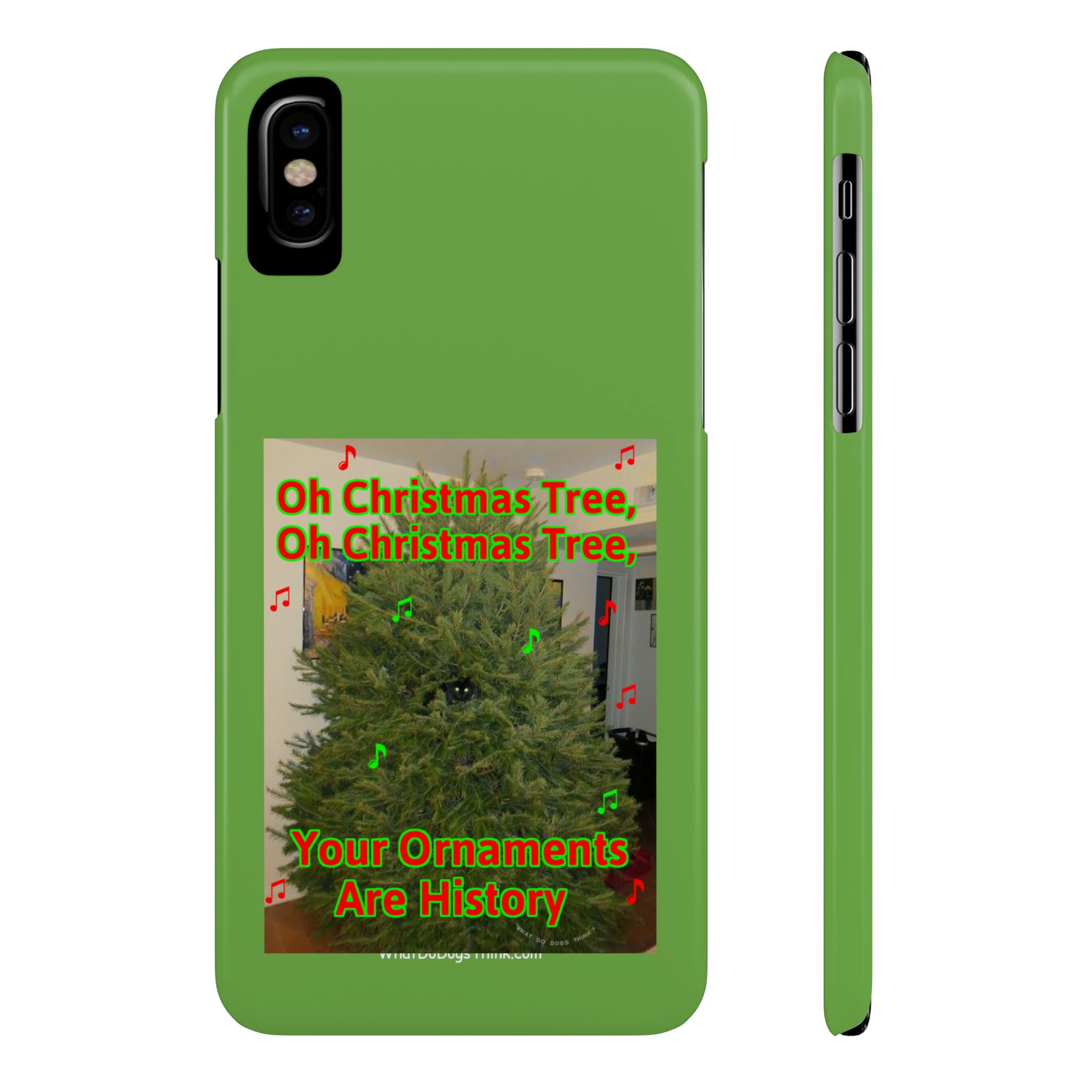 Christmas Tree Cat Green Slim Phone Case