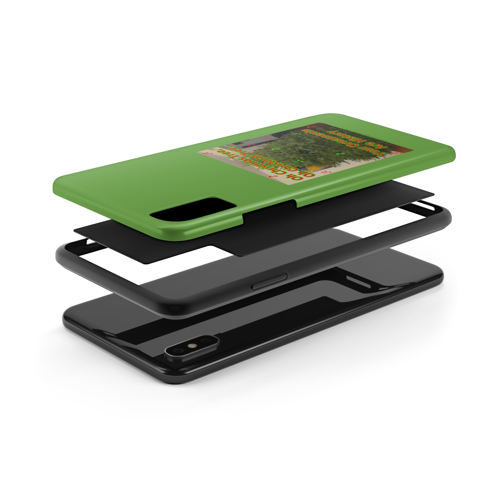 Christmas Tree Cat Green Tough Phone Cases