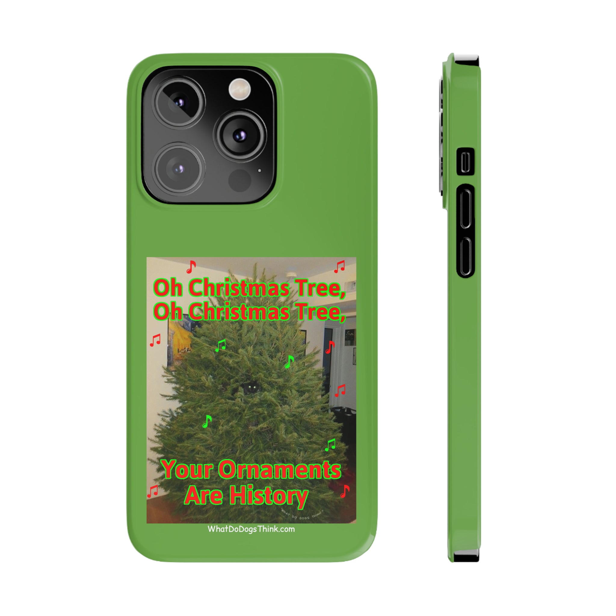 Christmas Tree Cat Green Slim Phone Case
