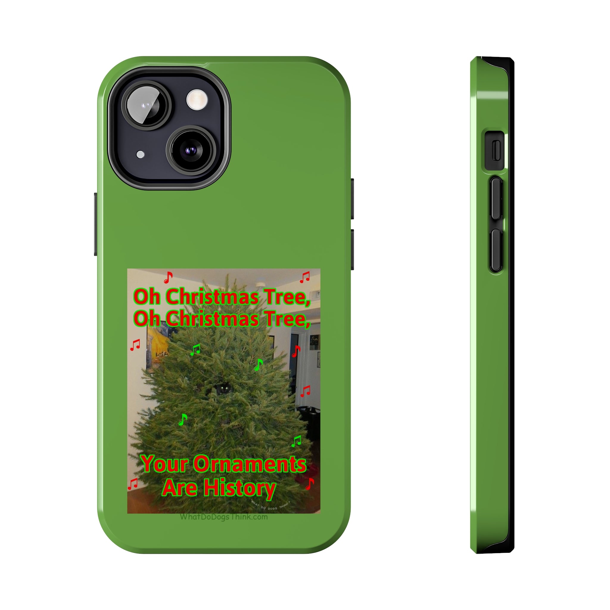 Christmas Tree Cat Green Tough Phone Cases
