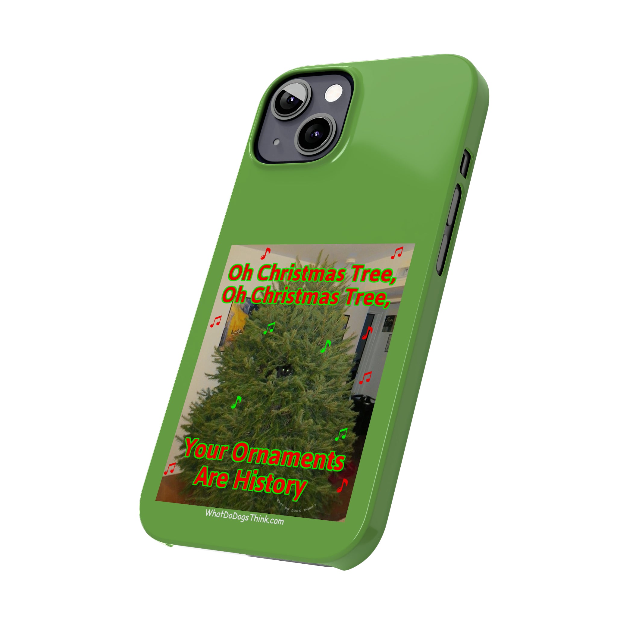 Christmas Tree Cat Green Slim Phone Case