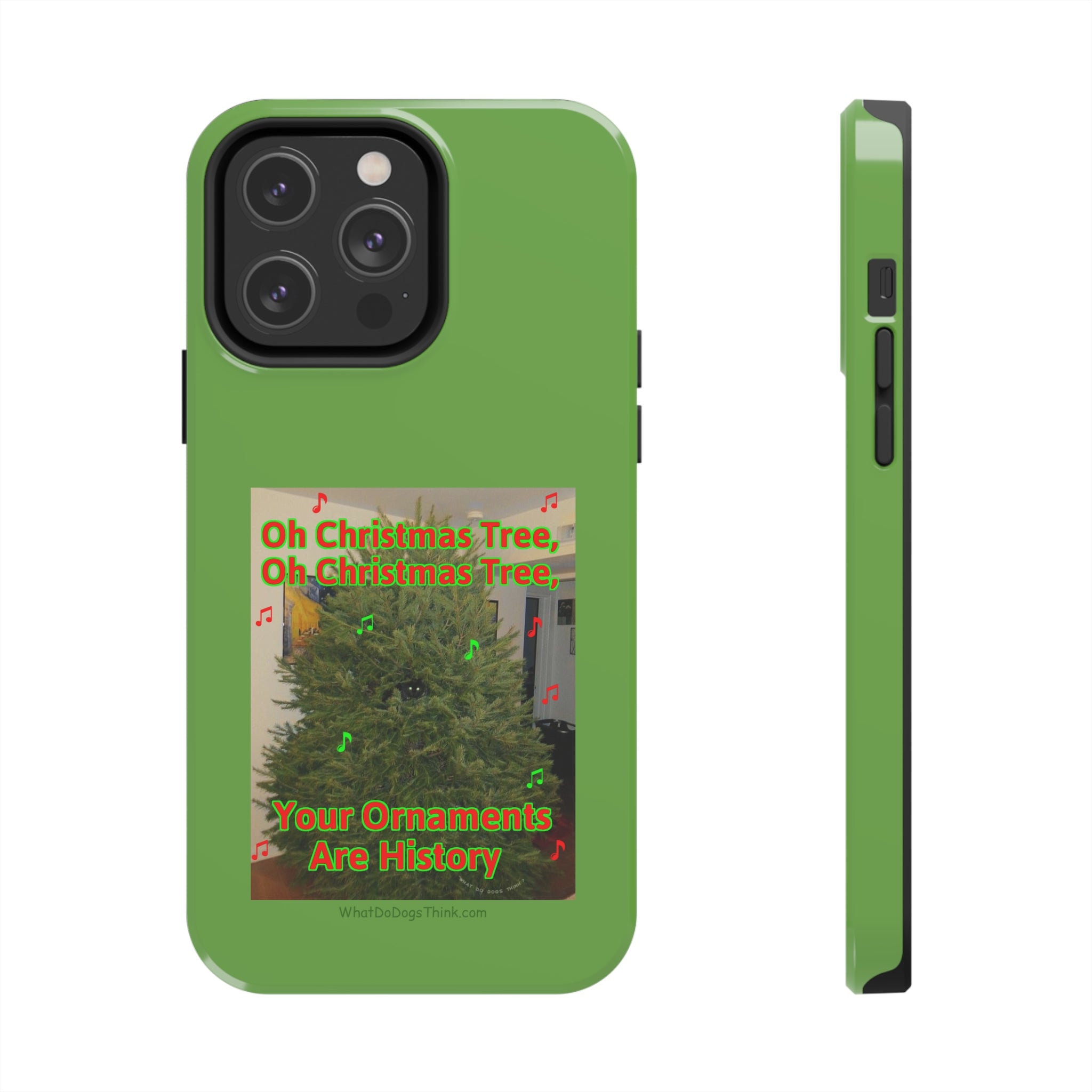 Christmas Tree Cat Green Tough Phone Cases