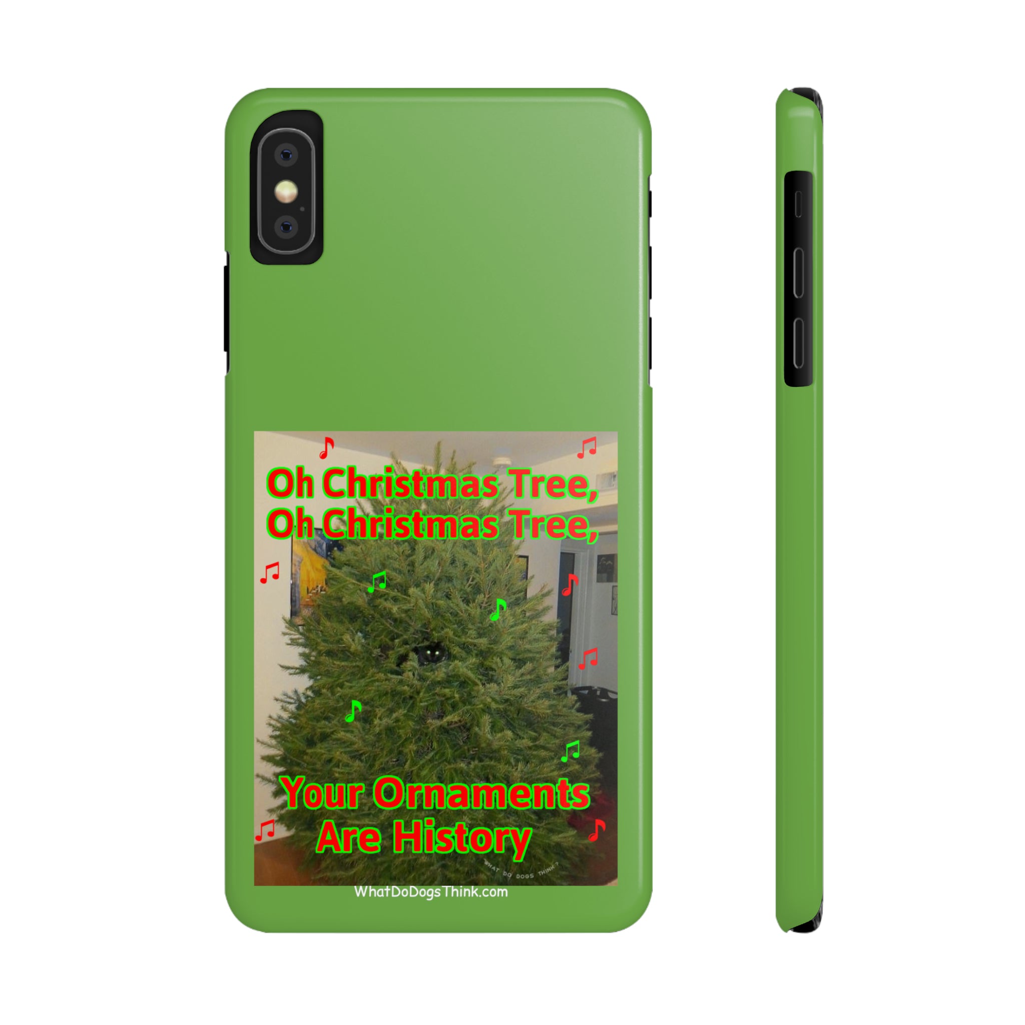 Christmas Tree Cat Green Slim Phone Case