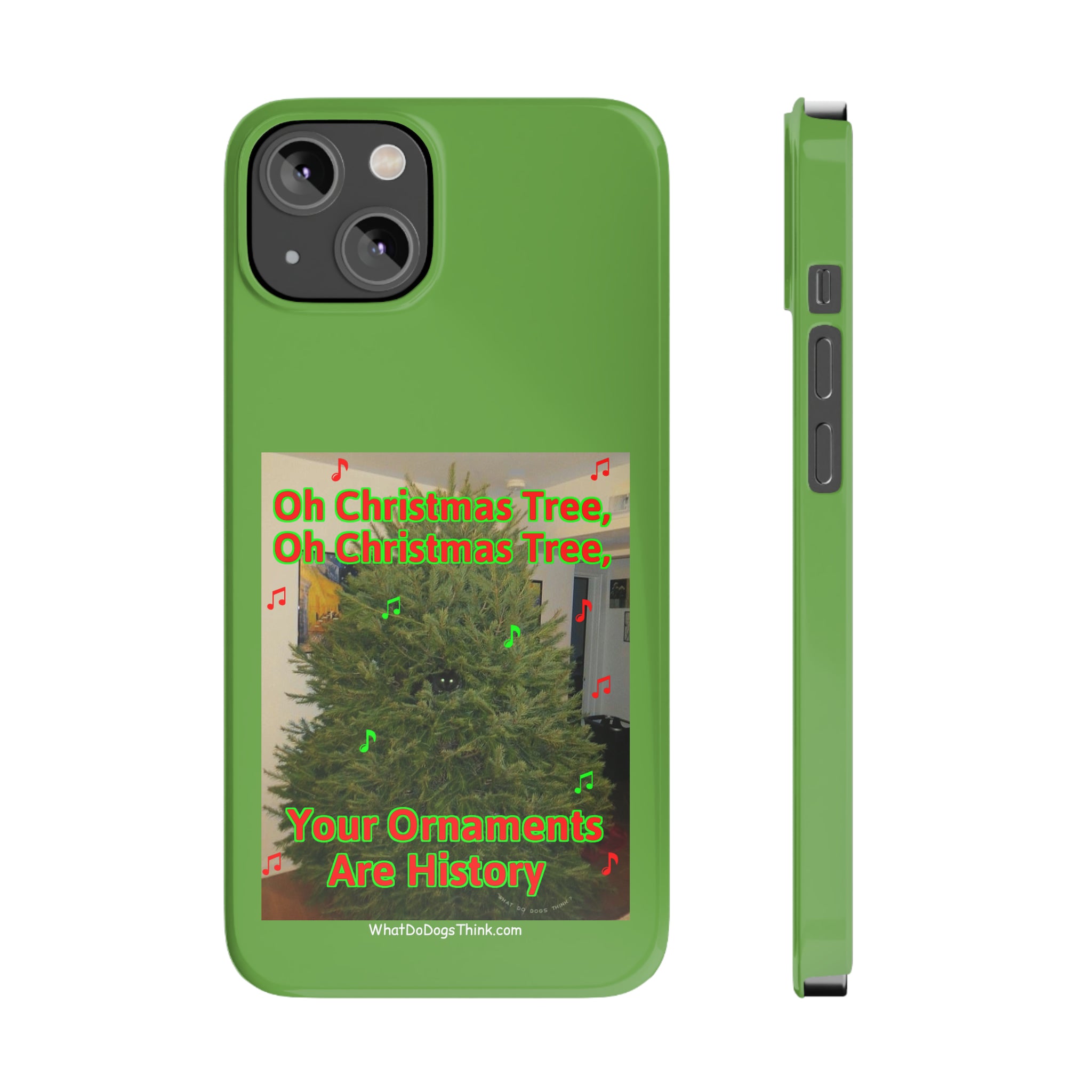 Christmas Tree Cat Green Slim Phone Case