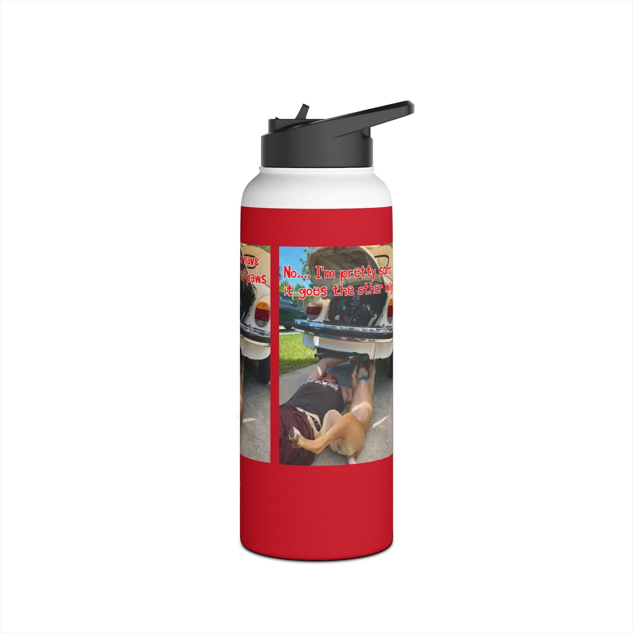 VW Helper Red Stainless Steel Water Bottle, Standard Lid