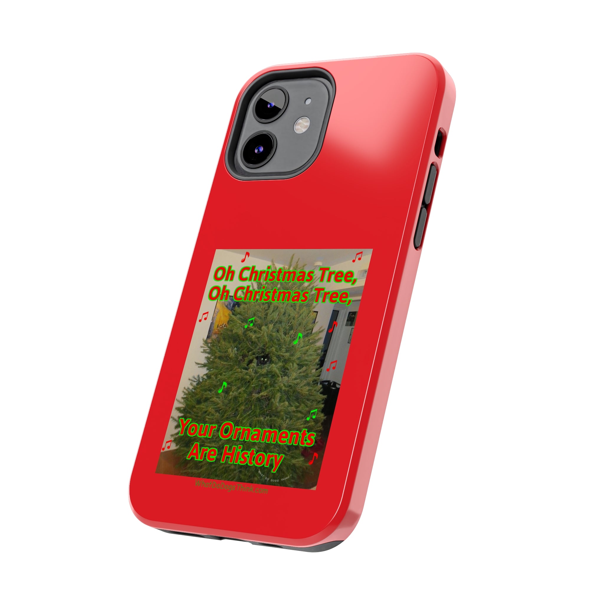Christmas Tree Cat Red Tough Phone Cases