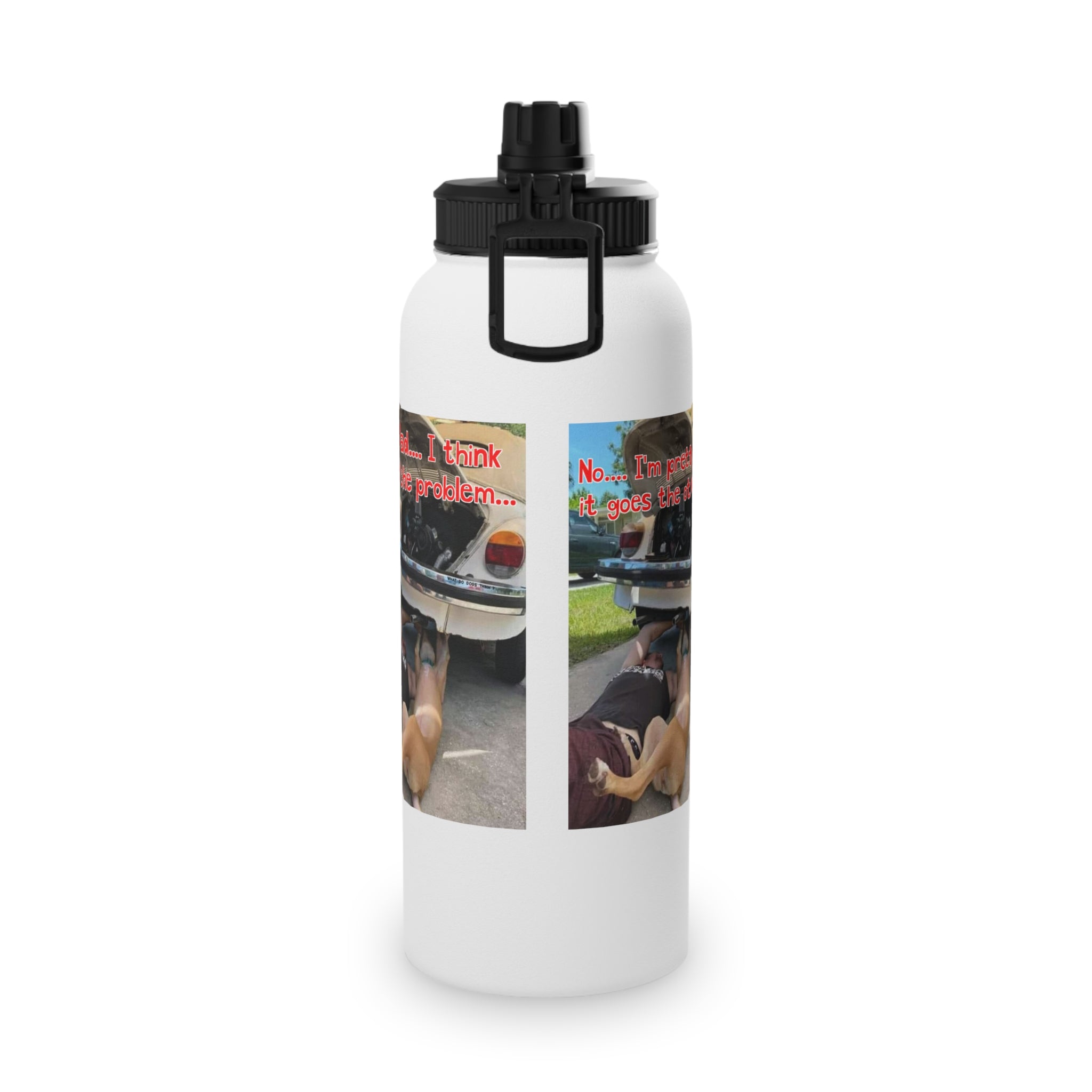 VW Helper White Stainless Steel Water Bottle, Sports Lid