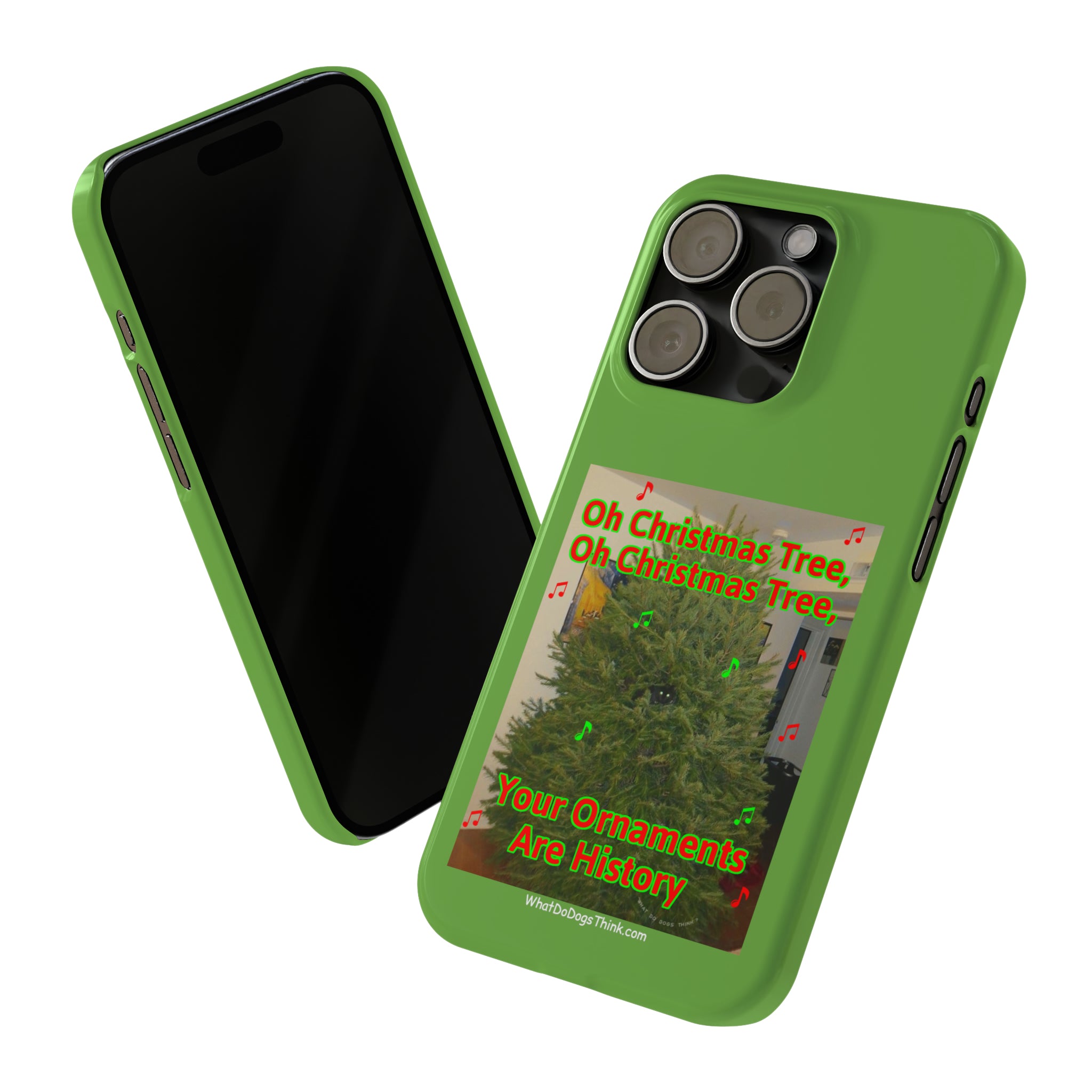 Christmas Tree Cat Green Slim Phone Case