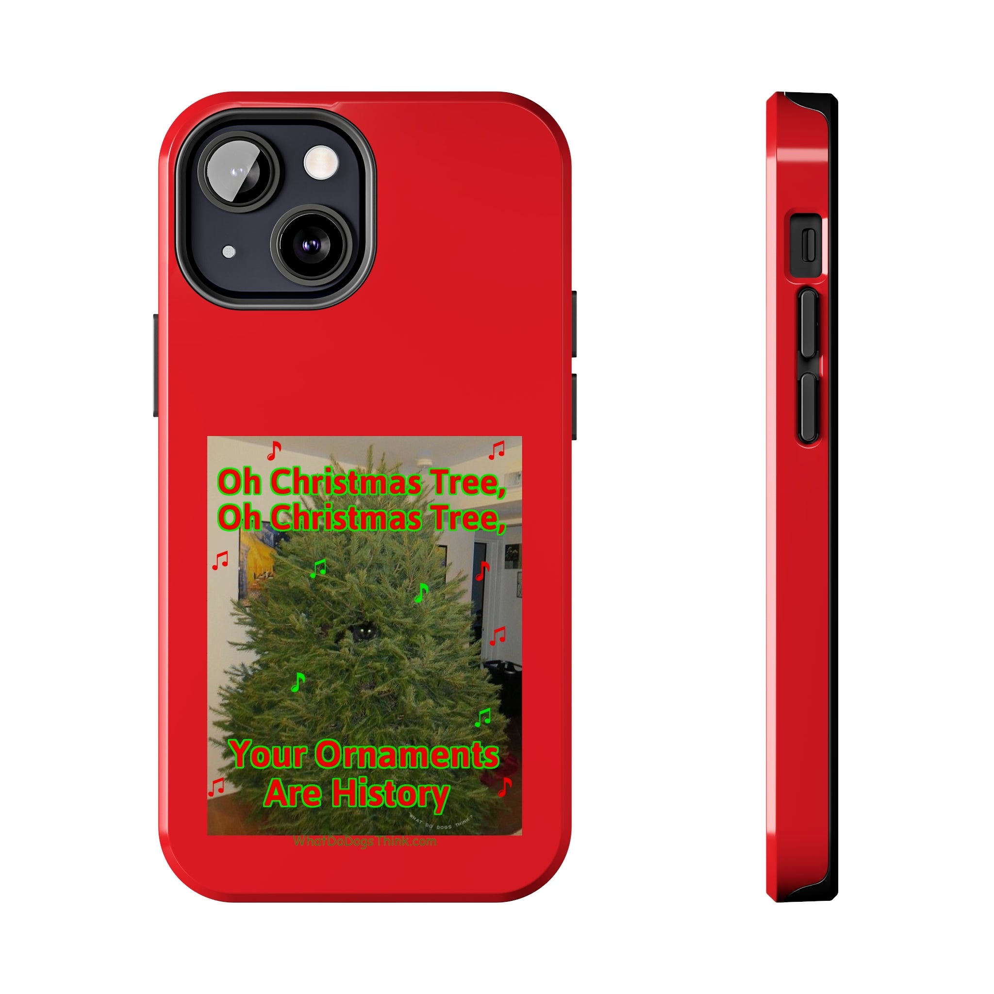 Christmas Tree Cat Red Tough Phone Cases