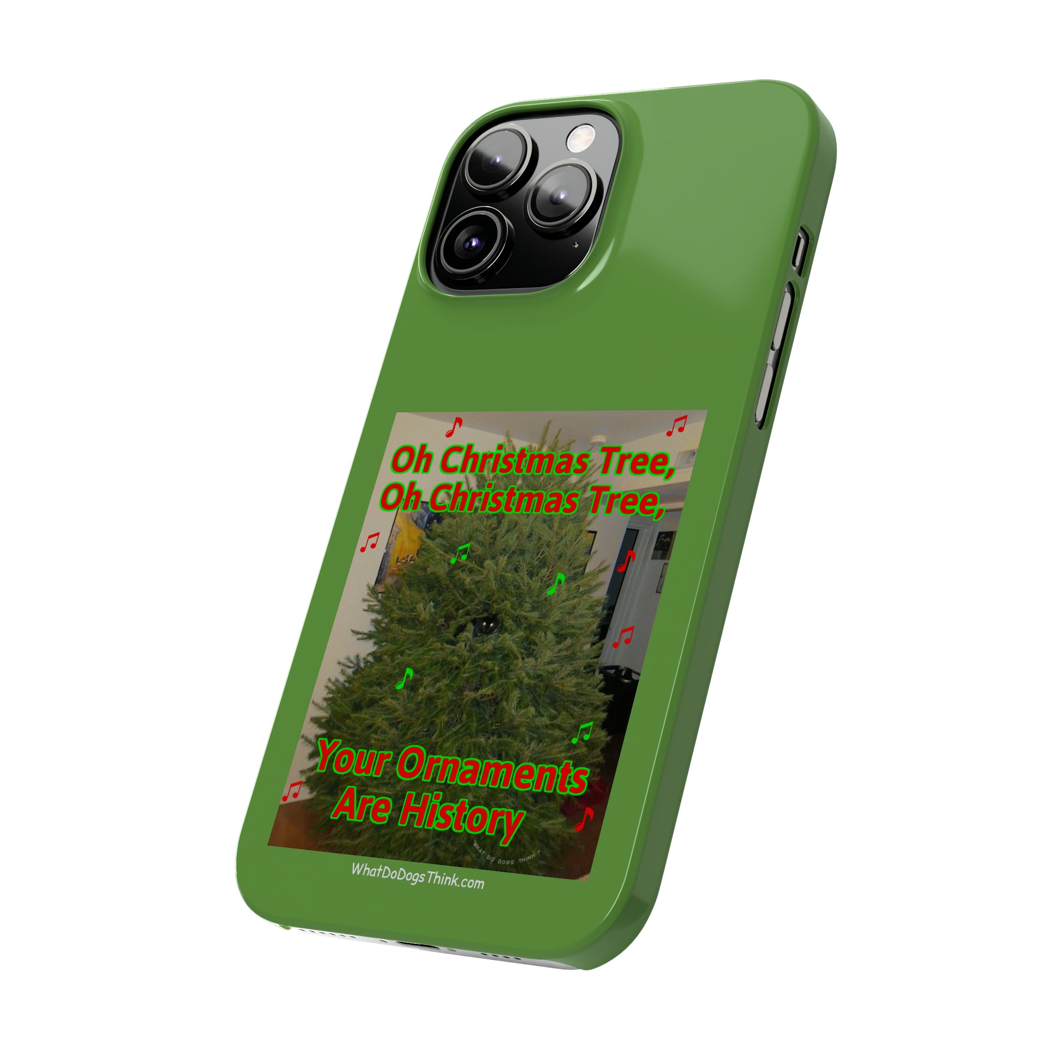 Christmas Tree Cat Green Slim Phone Case