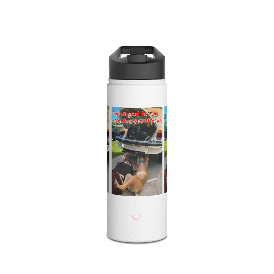 VW Helper White Stainless Steel Water Bottle, Standard Lid