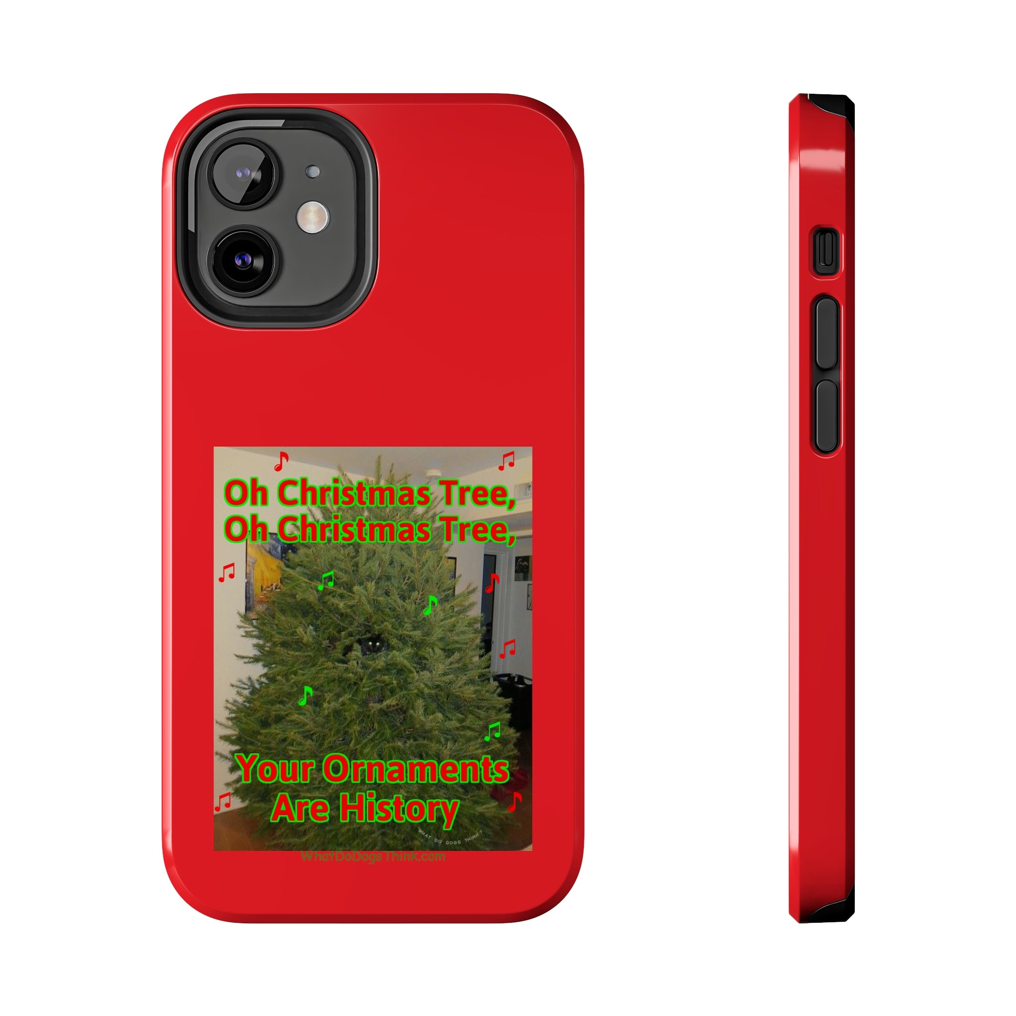 Christmas Tree Cat Red Tough Phone Cases