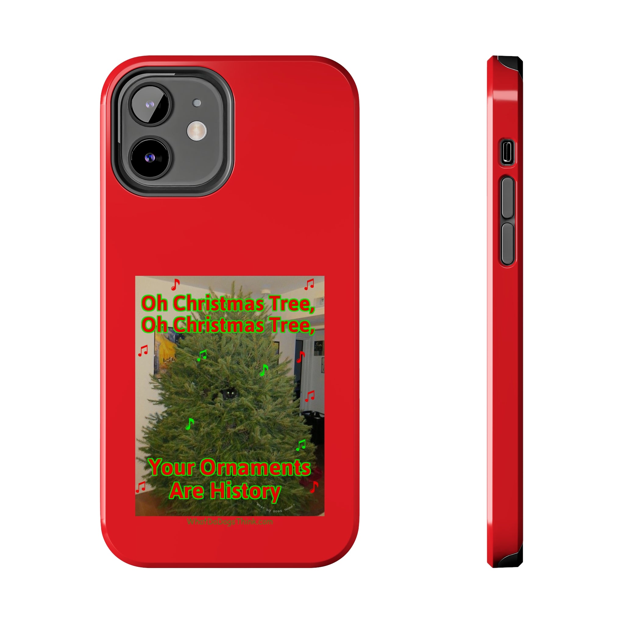 Christmas Tree Cat Red Tough Phone Cases