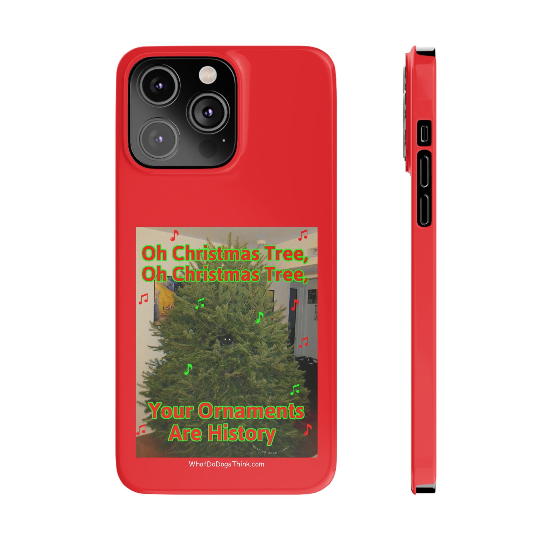Christmas Tree Cat Red Slim Phone Case