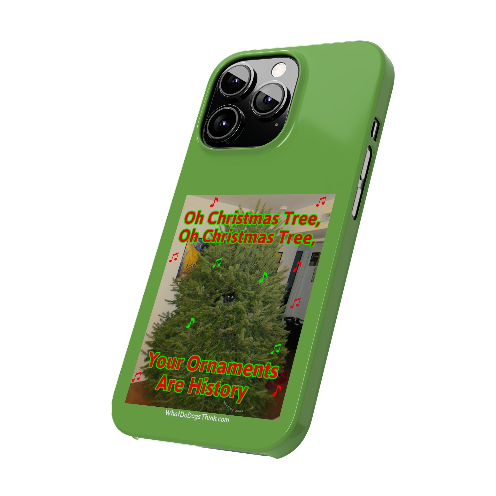 Christmas Tree Cat Green Slim Phone Case
