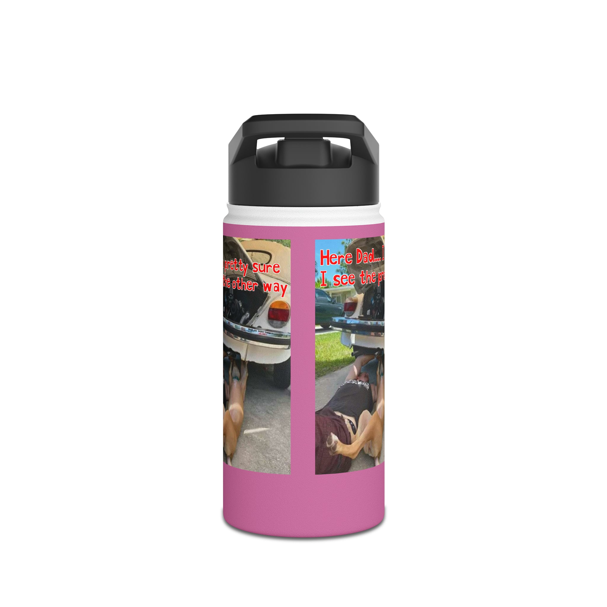 VW Helper Pink Stainless Steel Water Bottle, Standard Lid