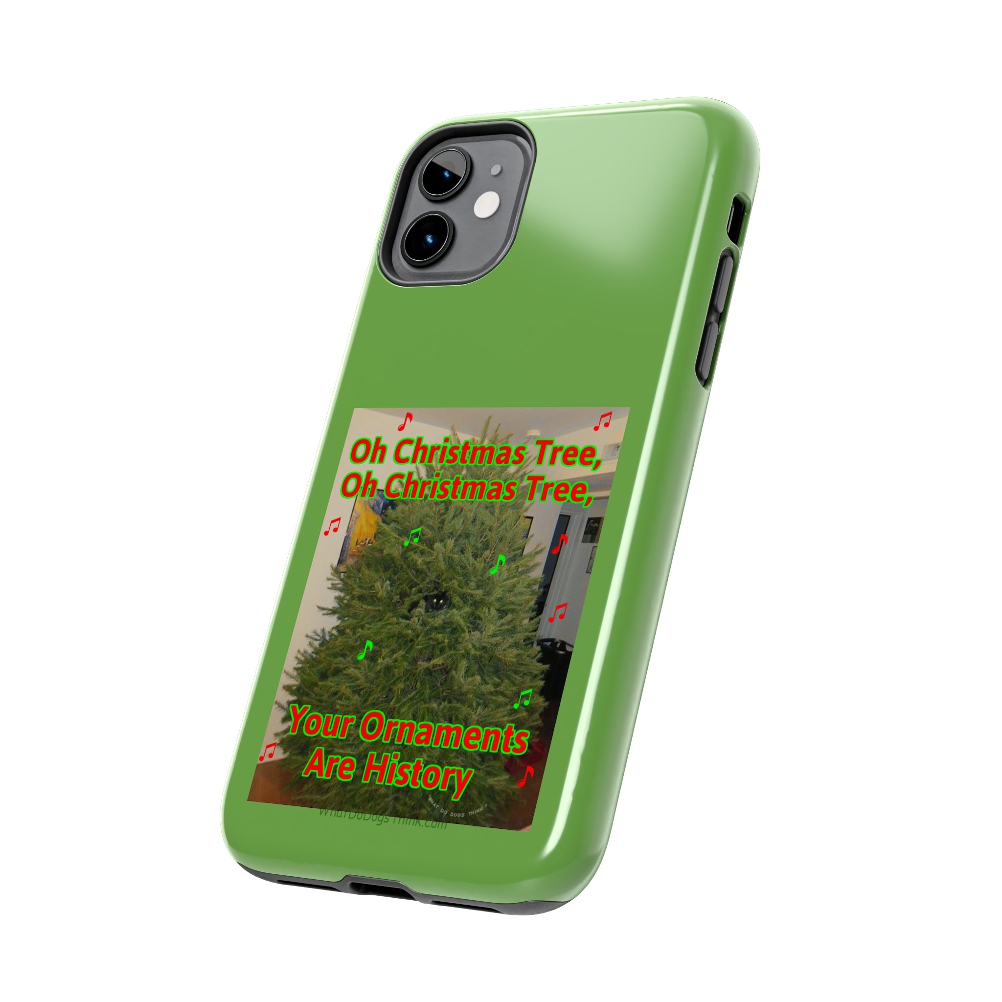 Christmas Tree Cat Green Tough Phone Cases