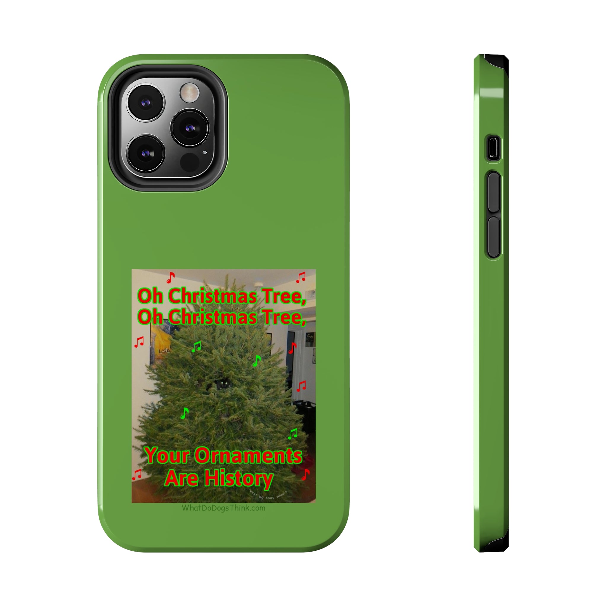 Christmas Tree Cat Green Tough Phone Cases