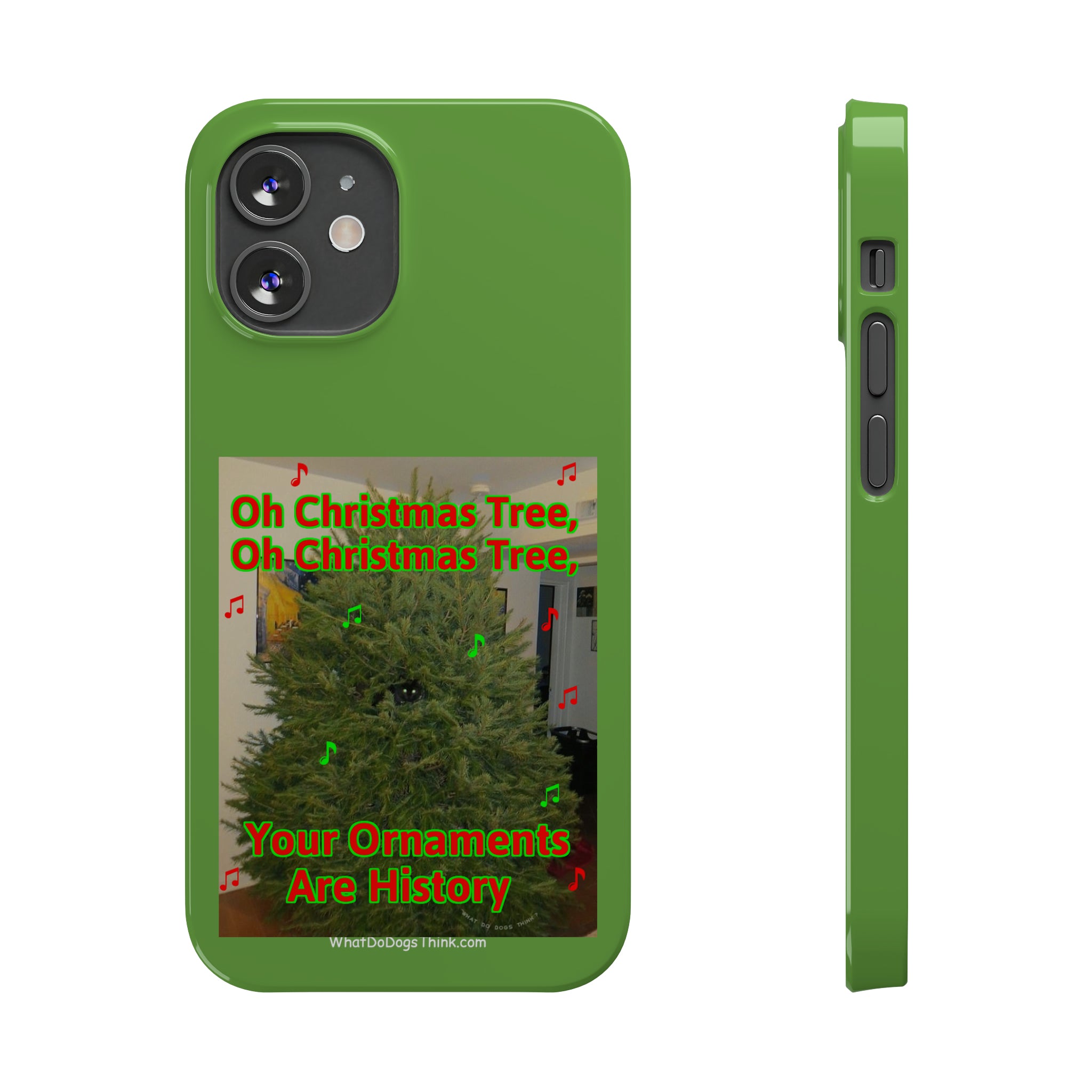 Christmas Tree Cat Green Slim Phone Case