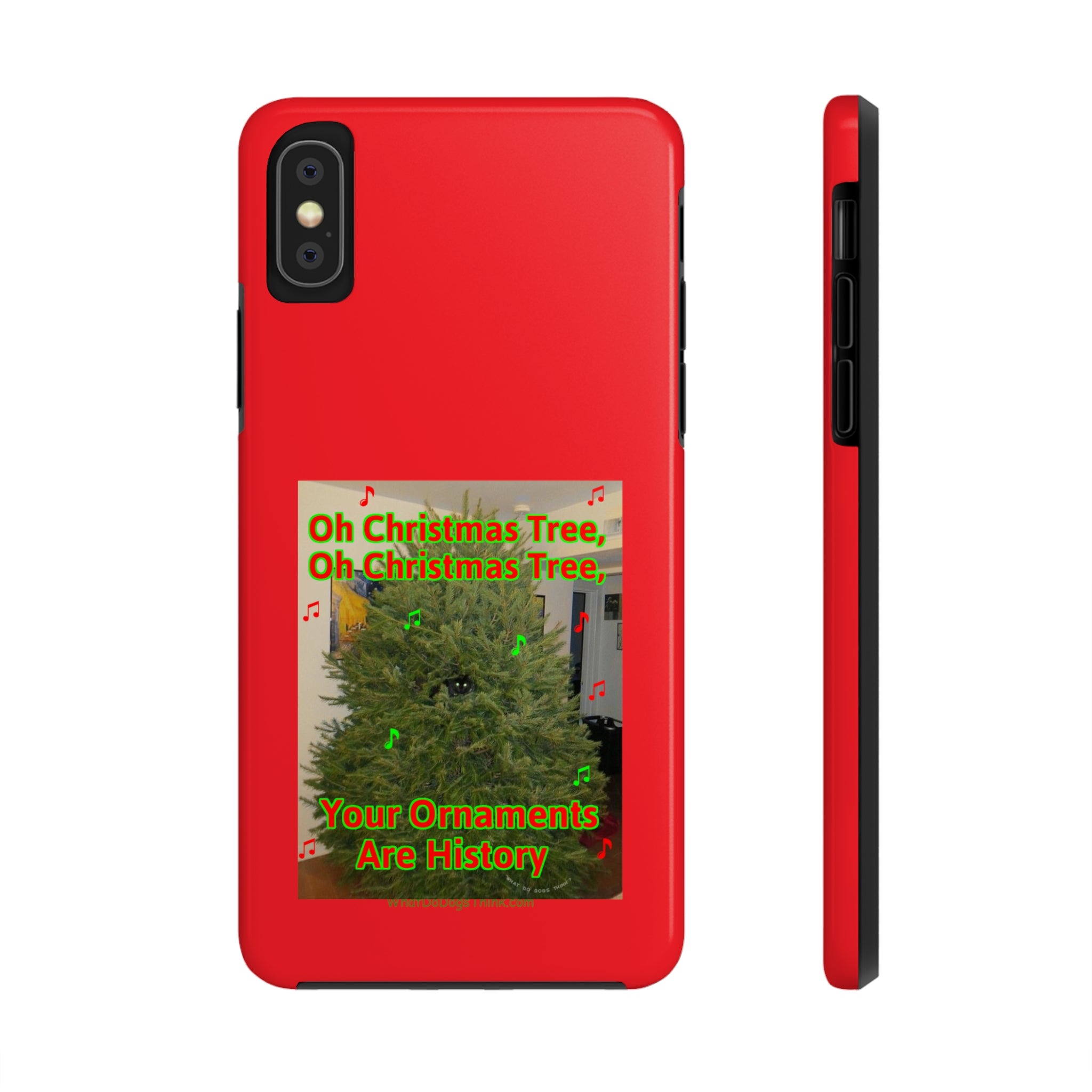 Christmas Tree Cat Red Tough Phone Cases