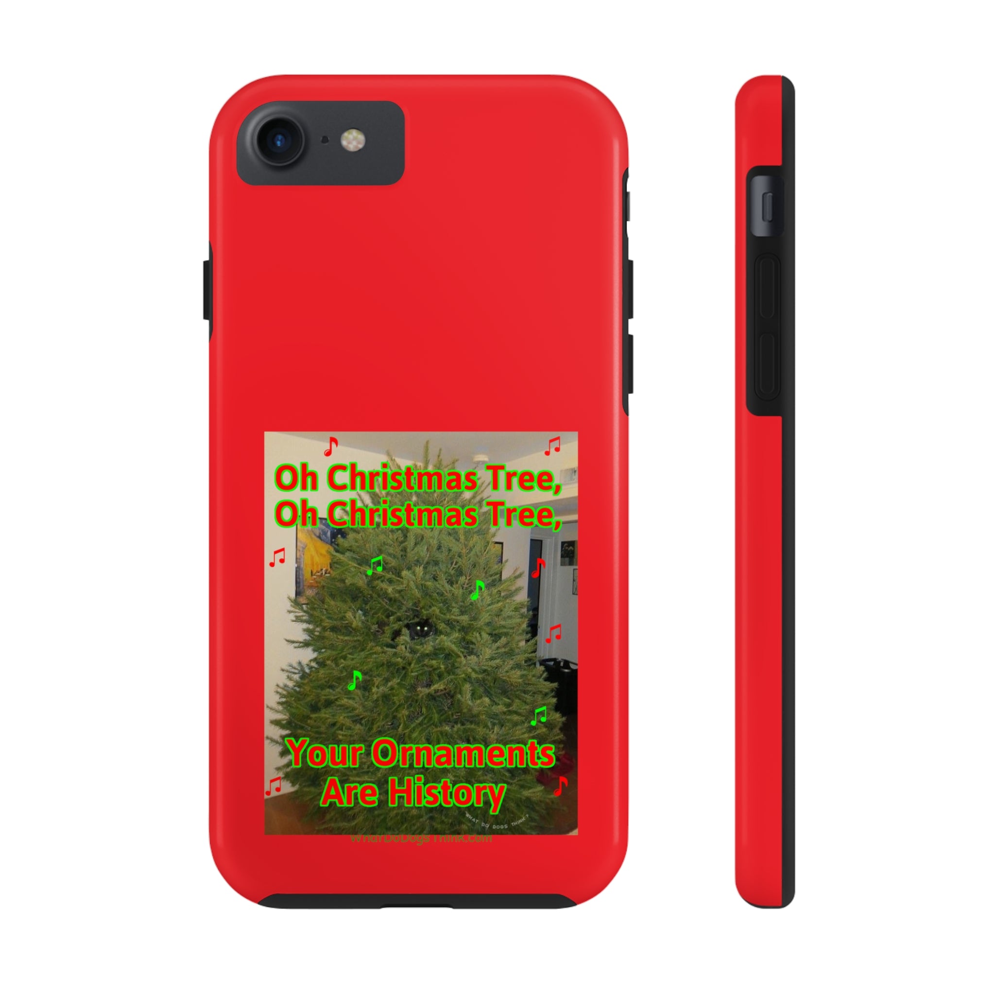 Christmas Tree Cat Red Tough Phone Cases