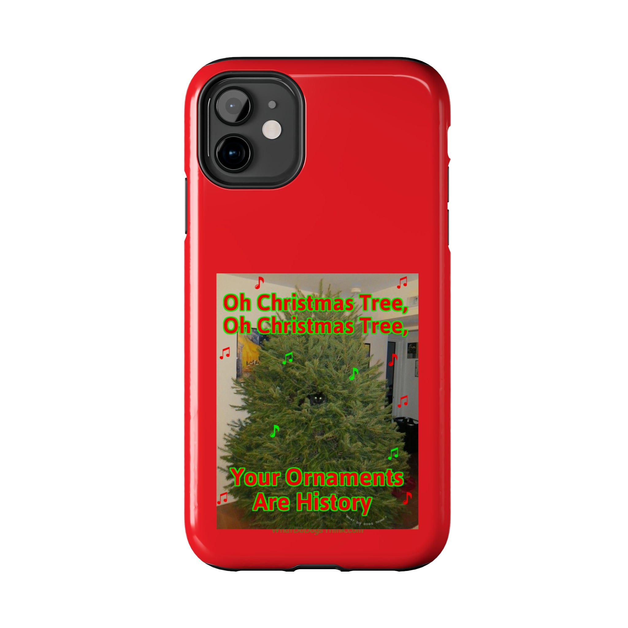 Christmas Tree Cat Red Tough Phone Cases