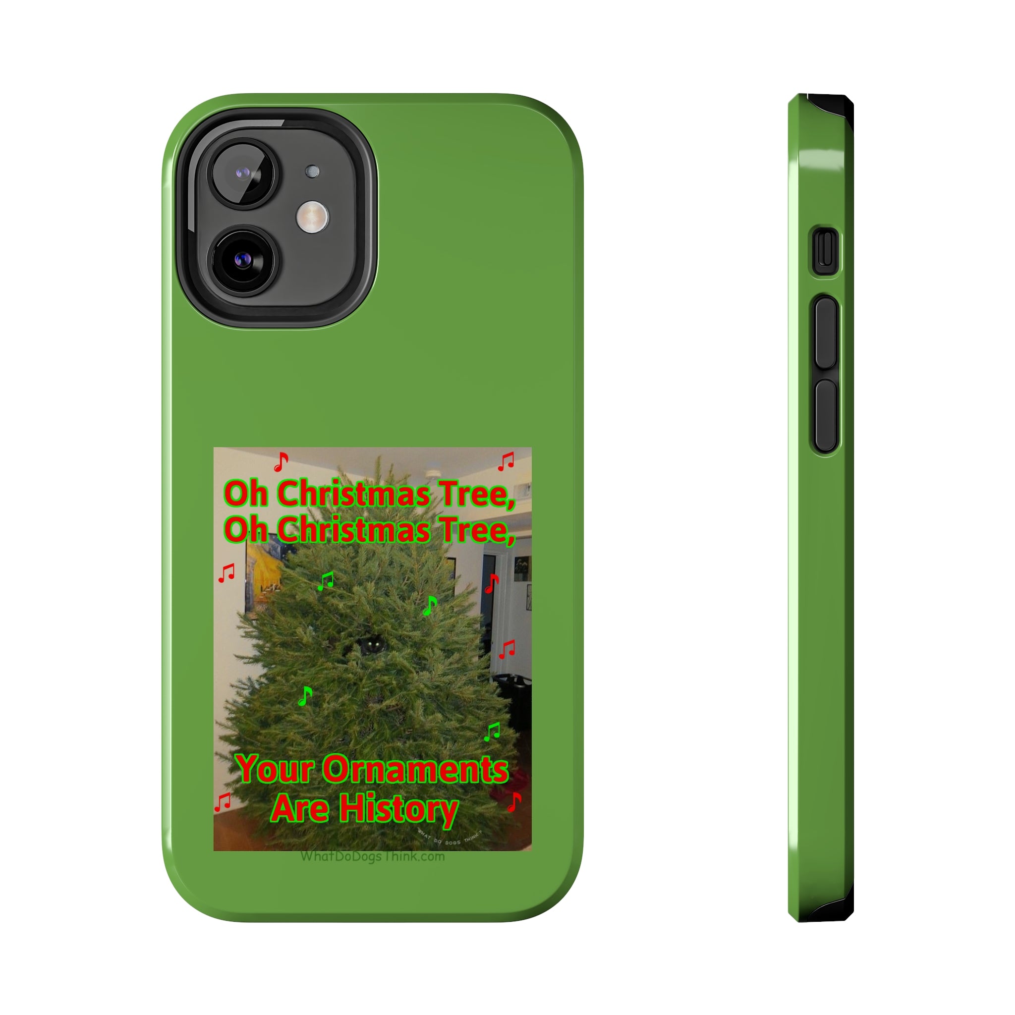 Christmas Tree Cat Green Tough Phone Cases