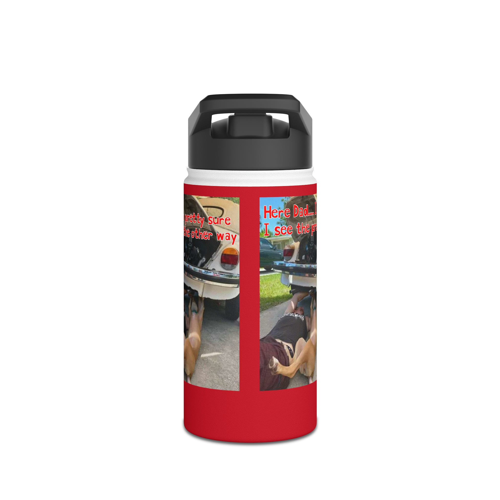 VW Helper Red Stainless Steel Water Bottle, Standard Lid