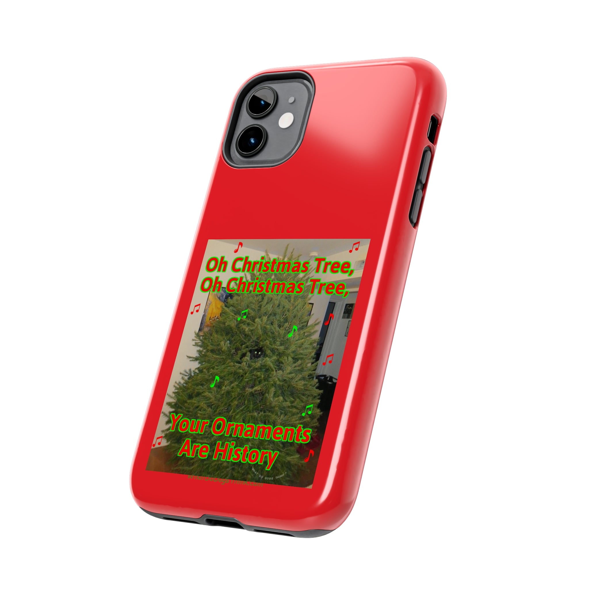 Christmas Tree Cat Red Tough Phone Cases