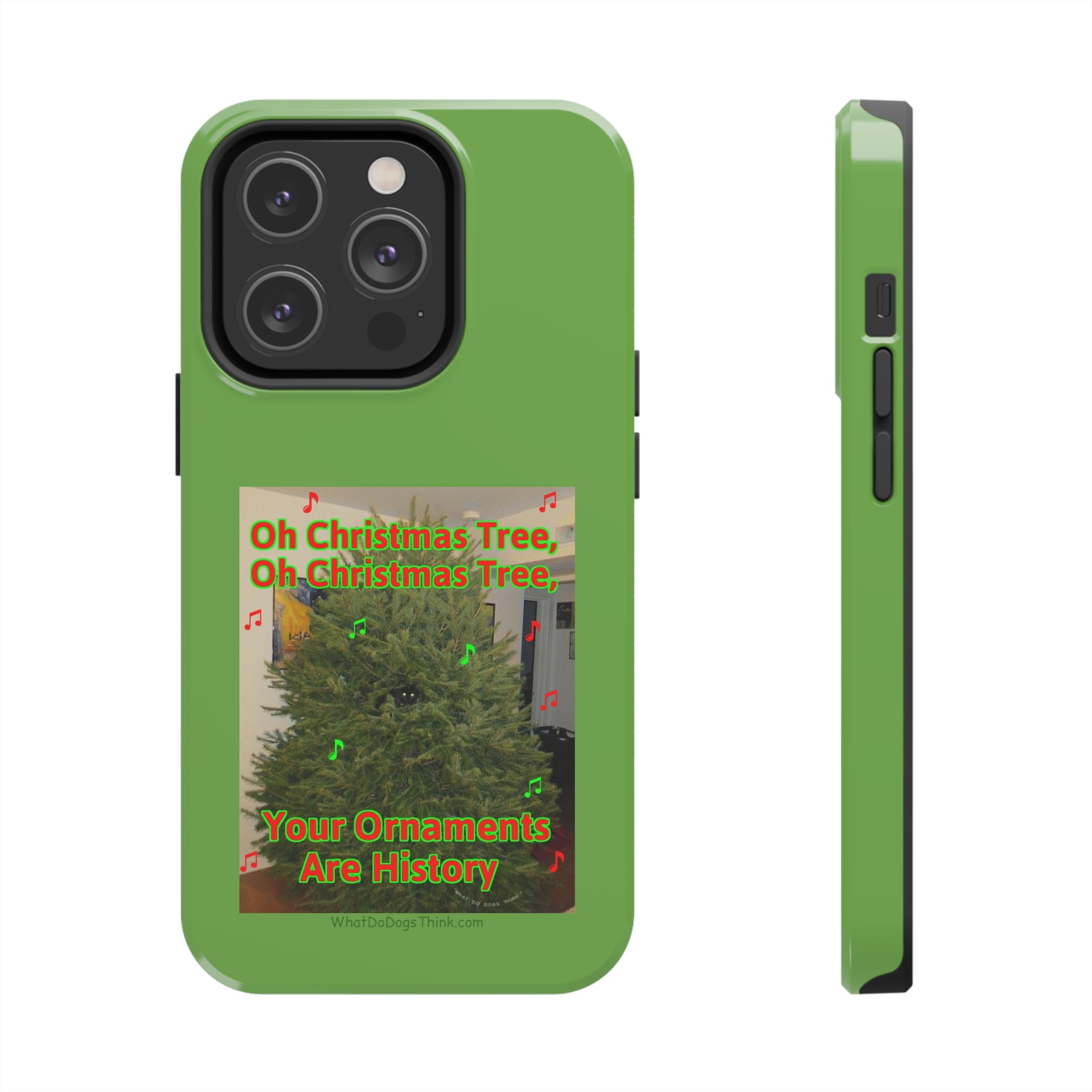 Christmas Tree Cat Green Tough Phone Cases
