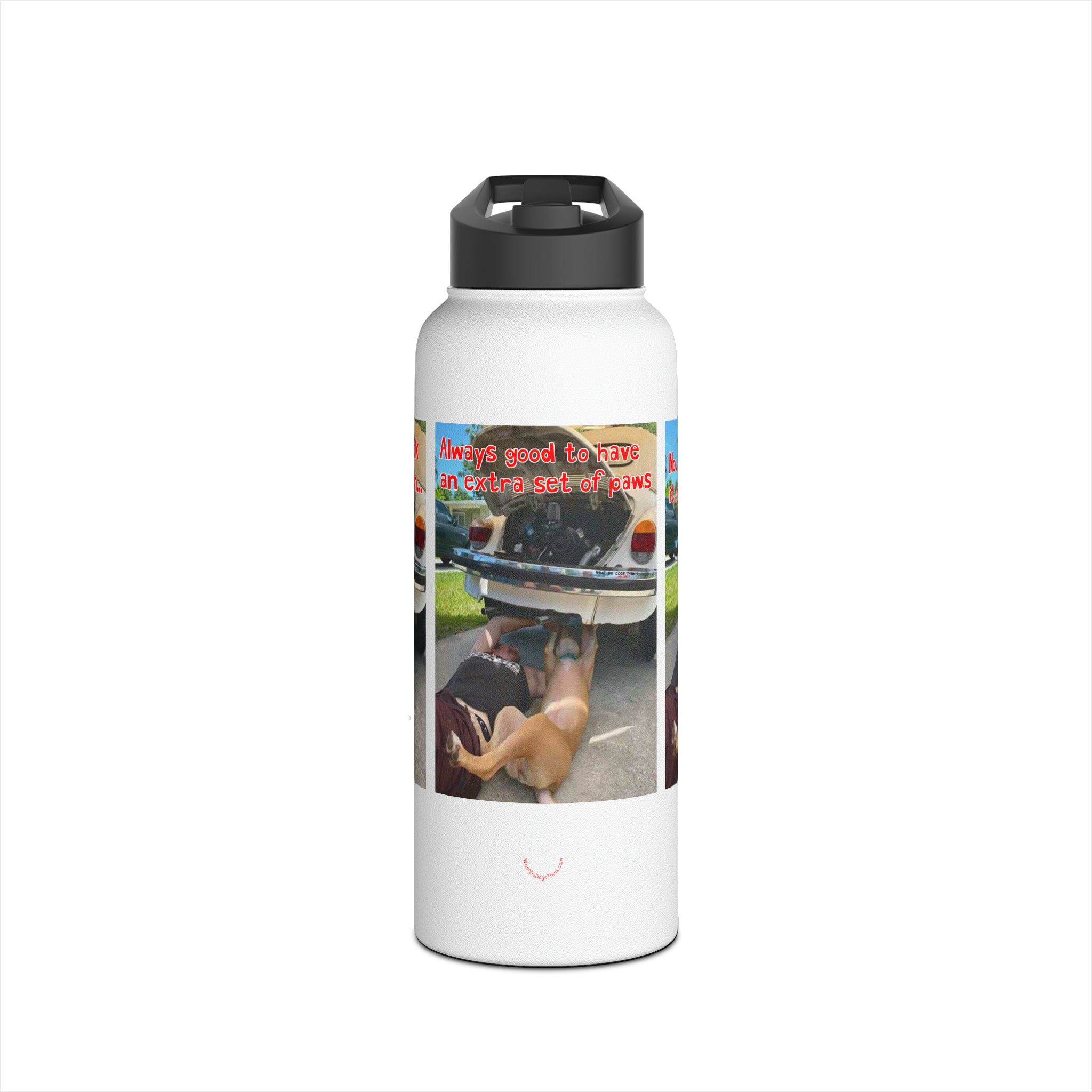 VW Helper White Stainless Steel Water Bottle, Standard Lid