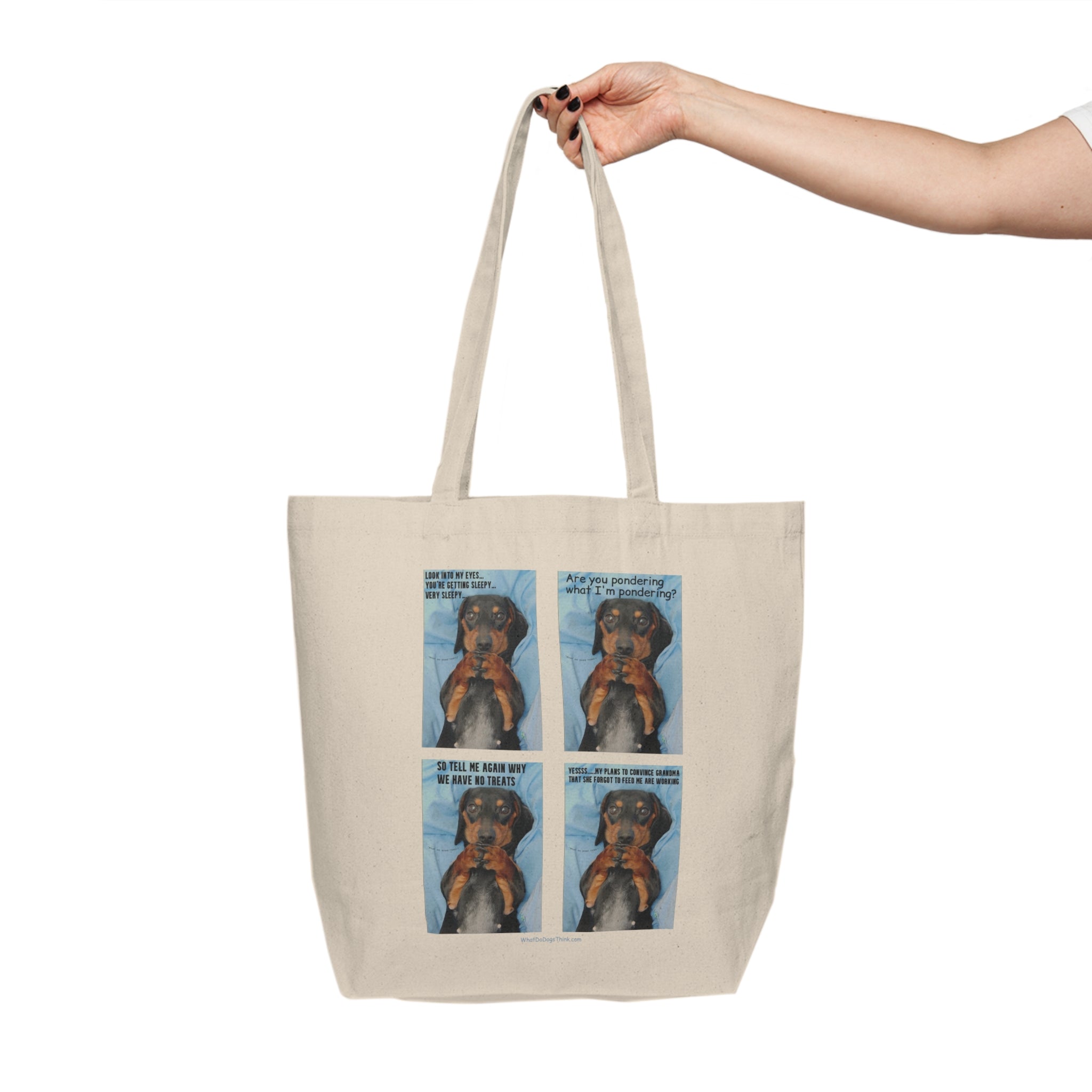 Devious Dachshund Canvas Shopping Tote