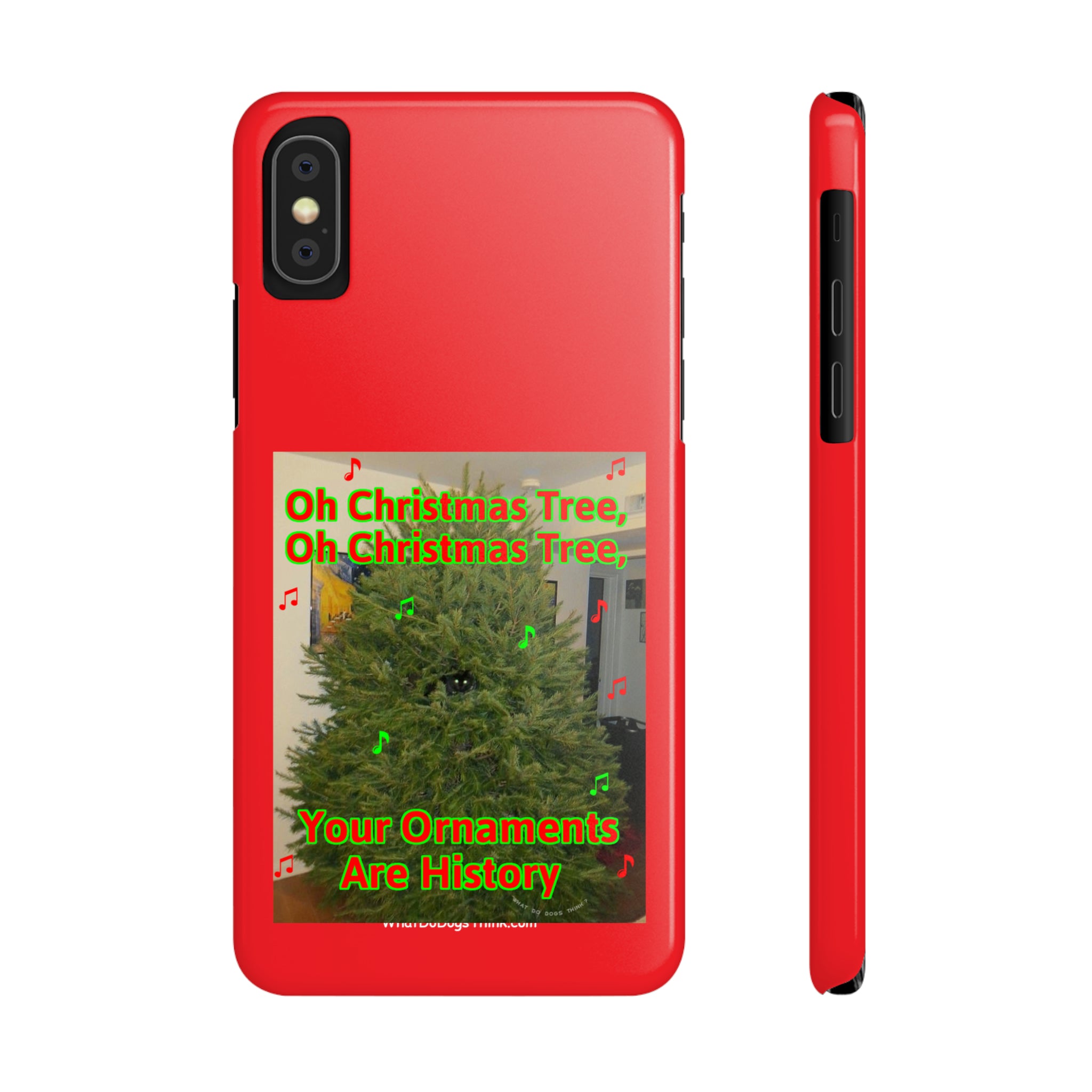 Christmas Tree Cat Red Slim Phone Case