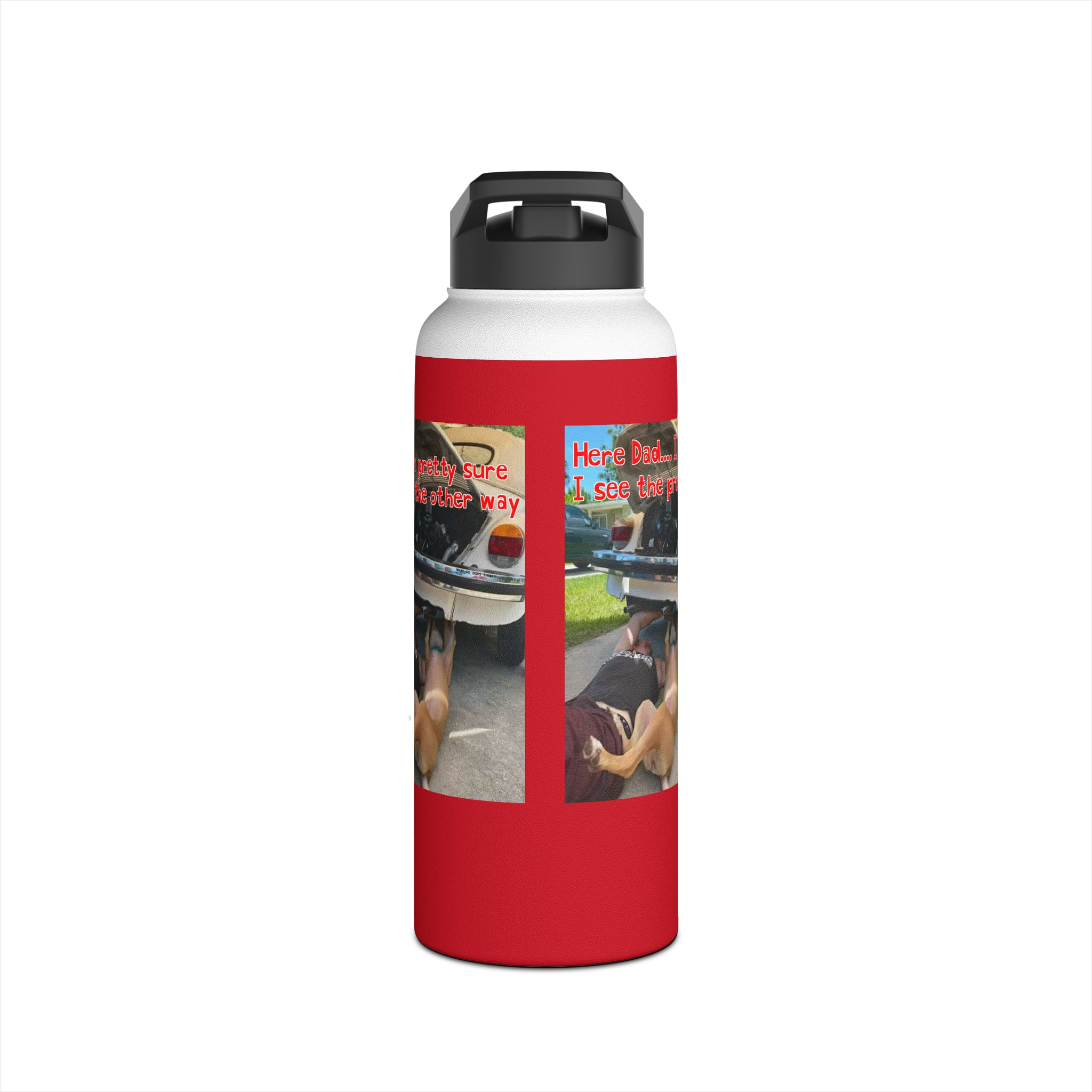 VW Helper Red Stainless Steel Water Bottle, Standard Lid