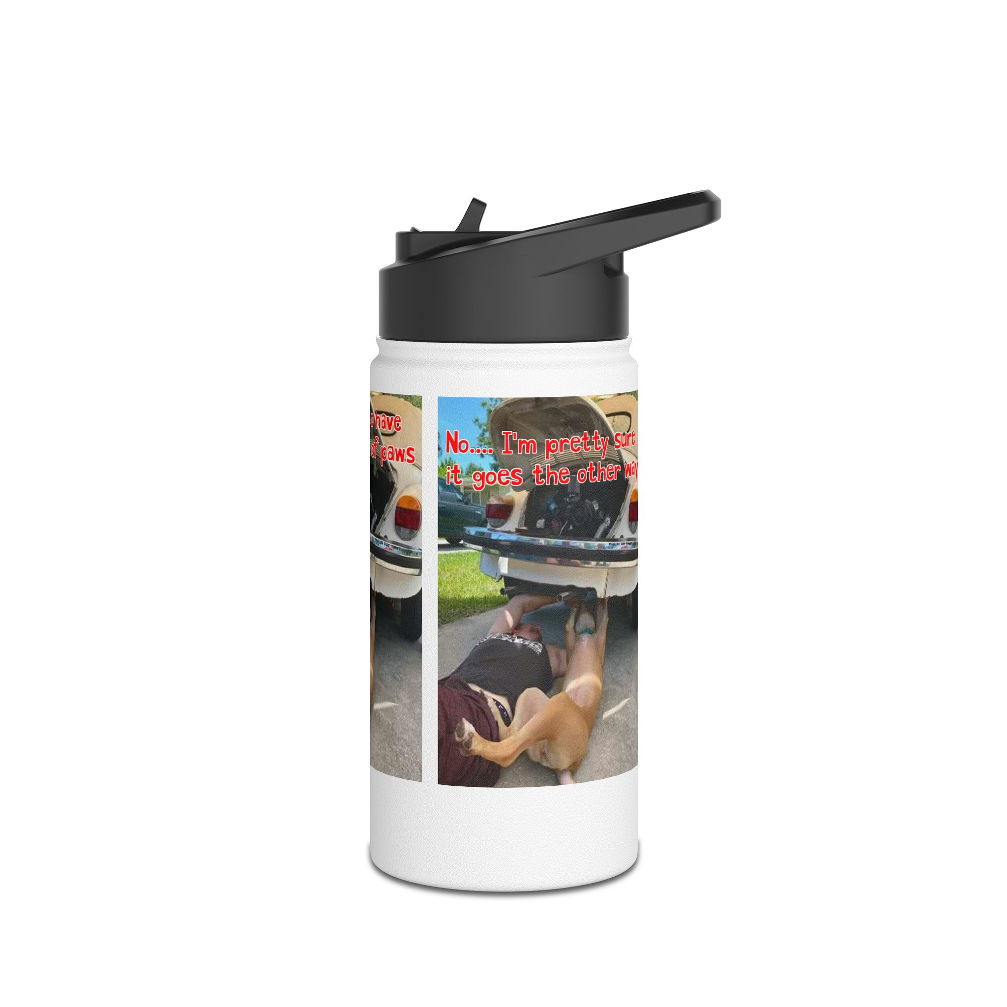 VW Helper White Stainless Steel Water Bottle, Standard Lid