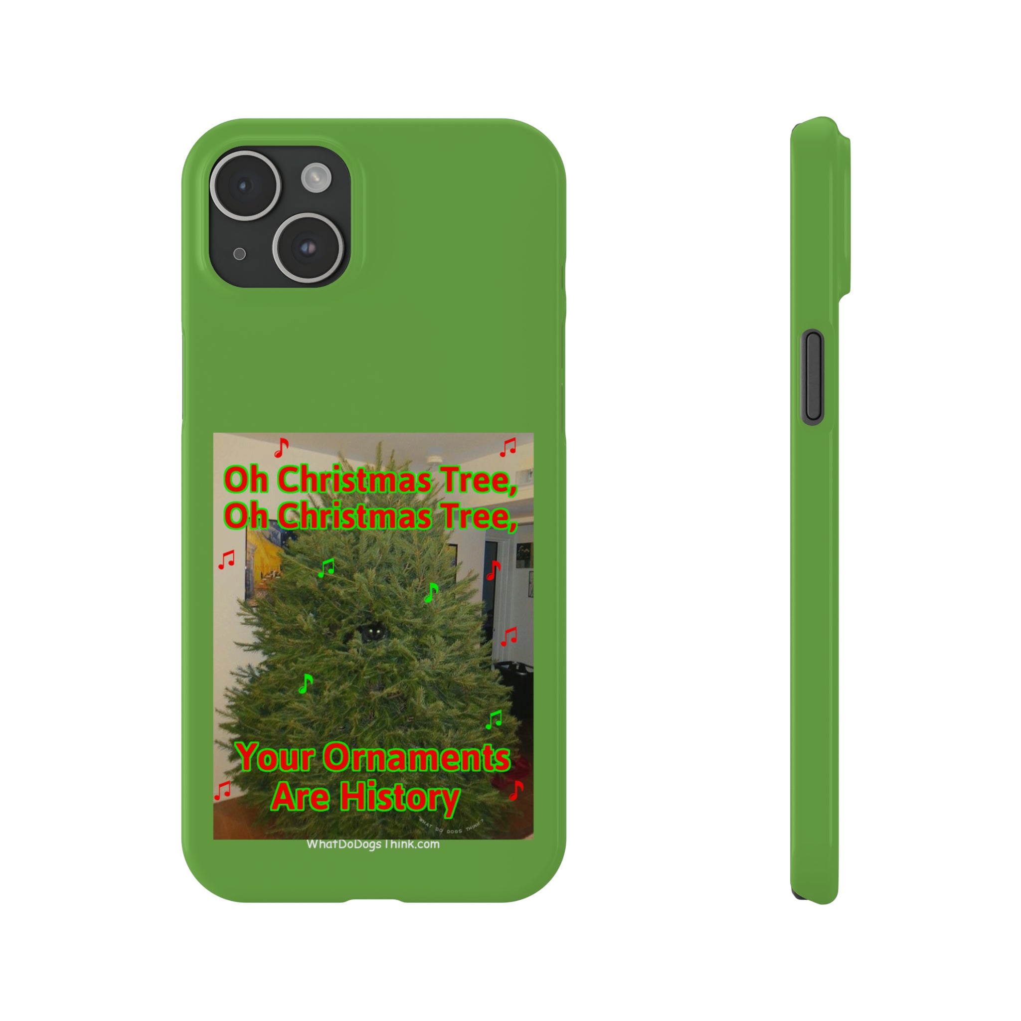 Christmas Tree Cat Green Slim Phone Case