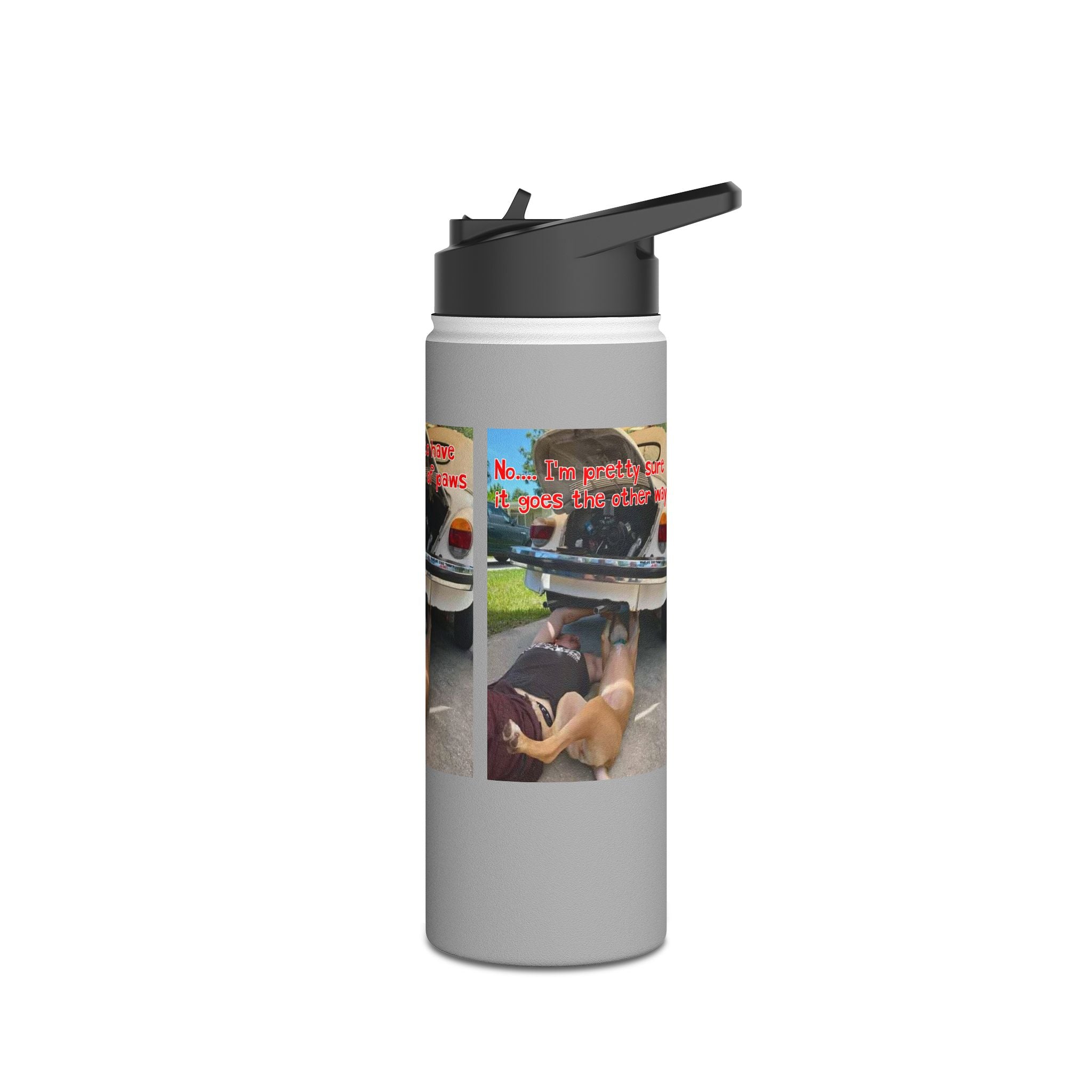 VW Helper Grey Stainless Steel Water Bottle, Standard Lid