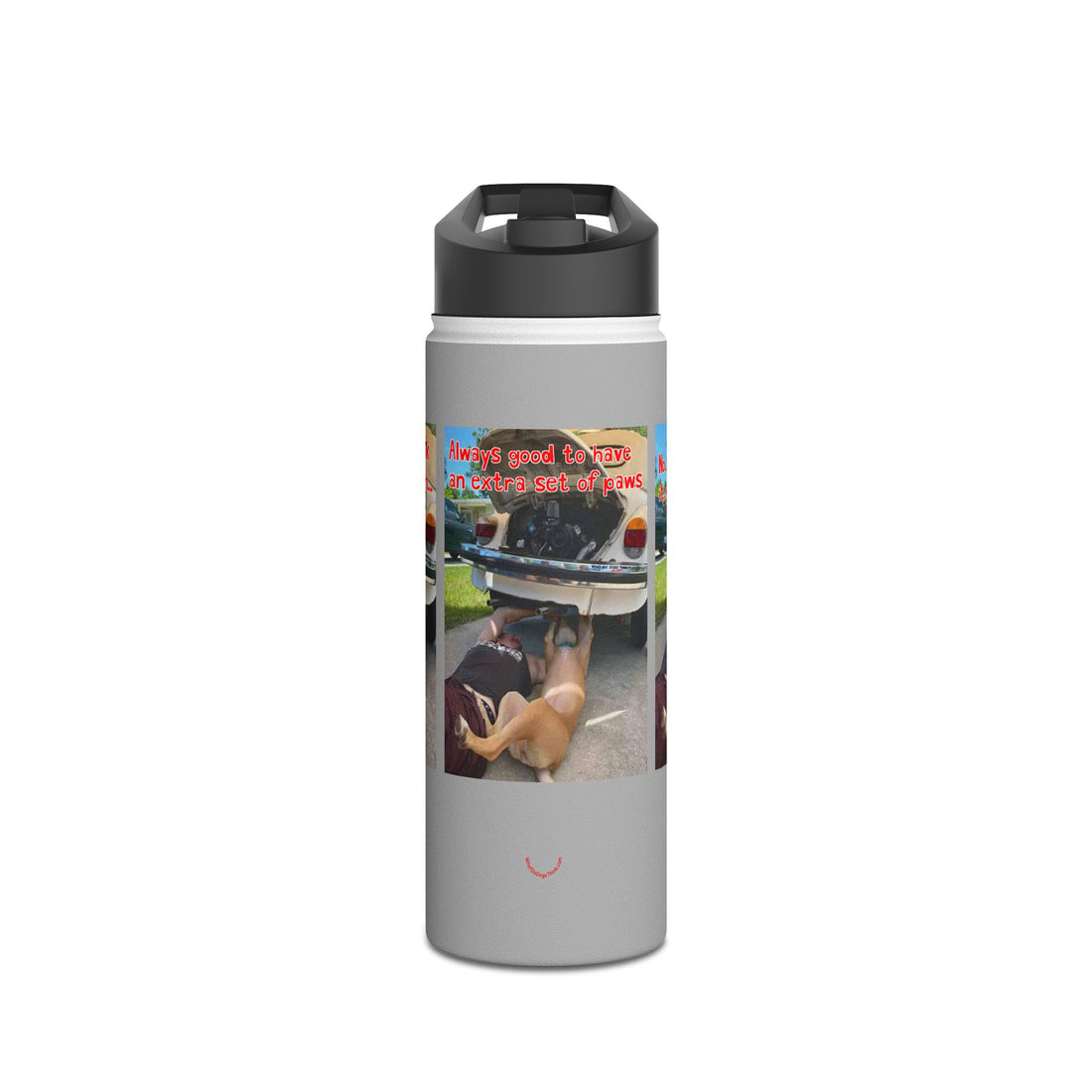 VW Helper Grey Stainless Steel Water Bottle, Standard Lid