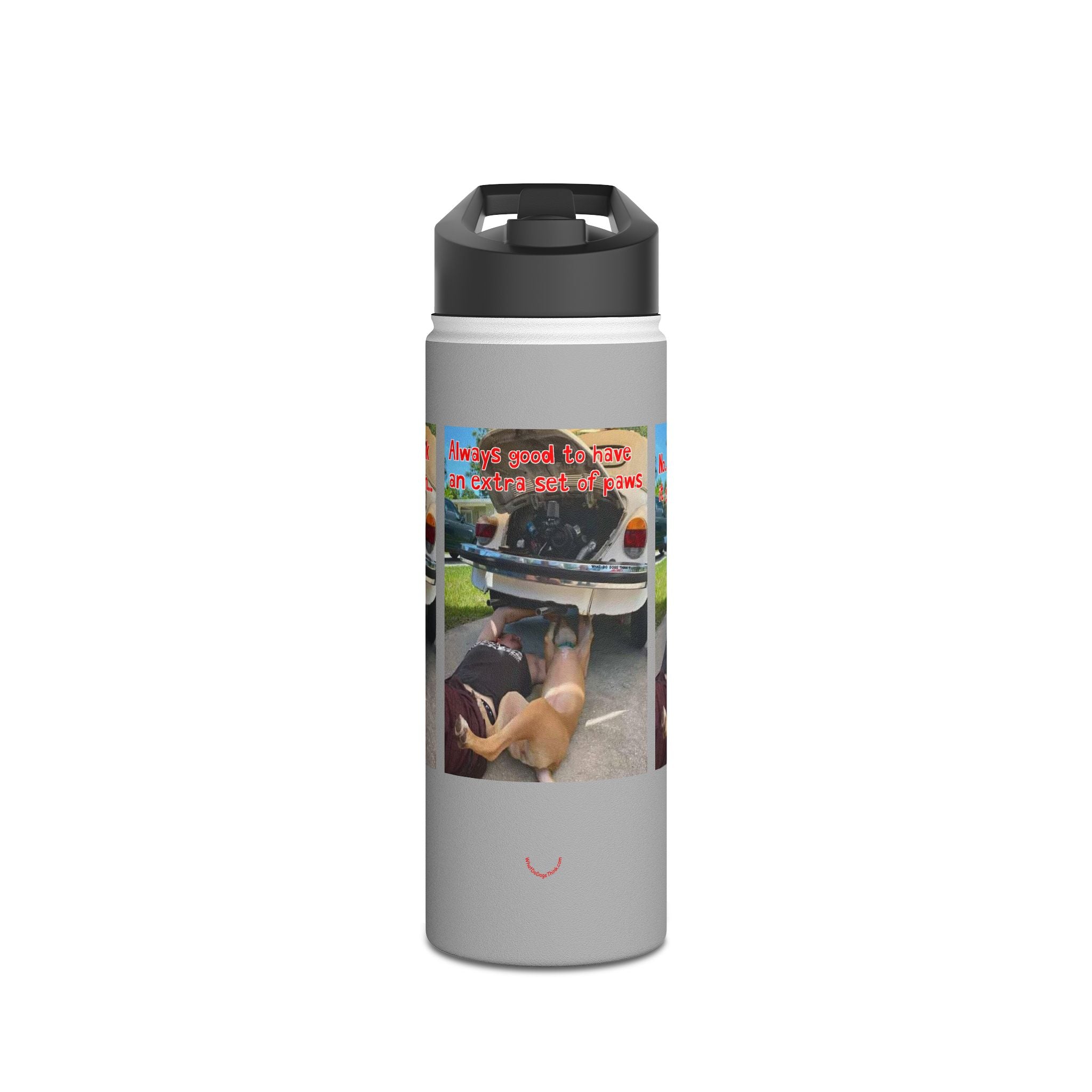 VW Helper Grey Stainless Steel Water Bottle, Standard Lid