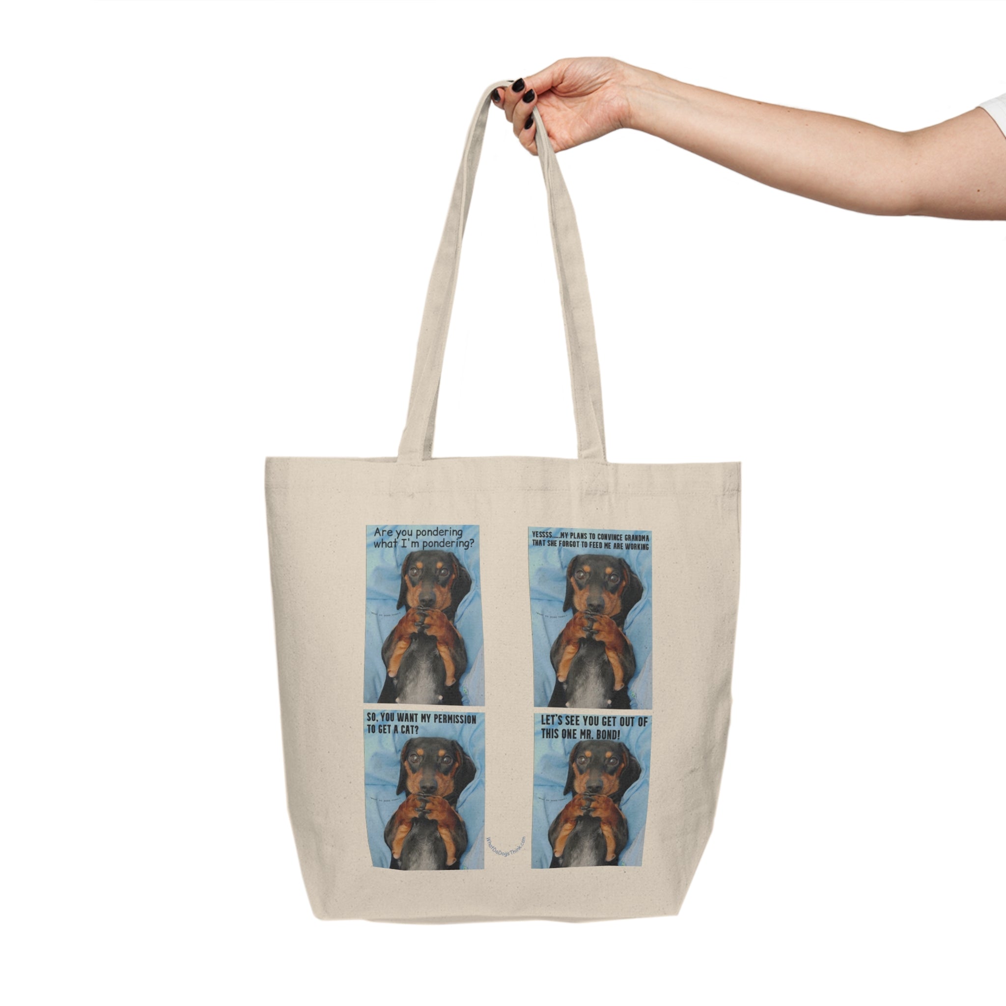 Devious Dachshund Canvas Shopping Tote