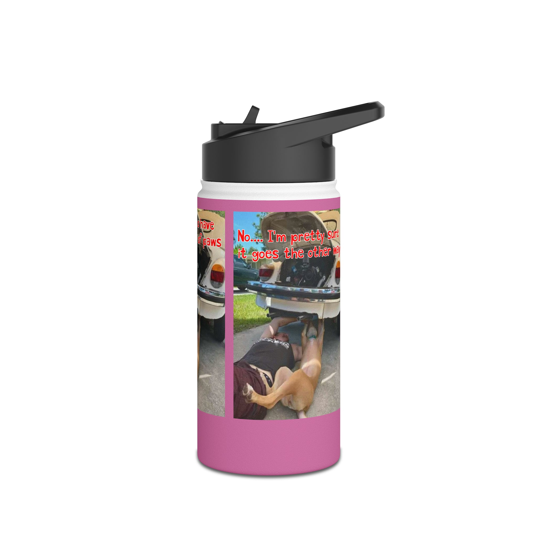 VW Helper Pink Stainless Steel Water Bottle, Standard Lid