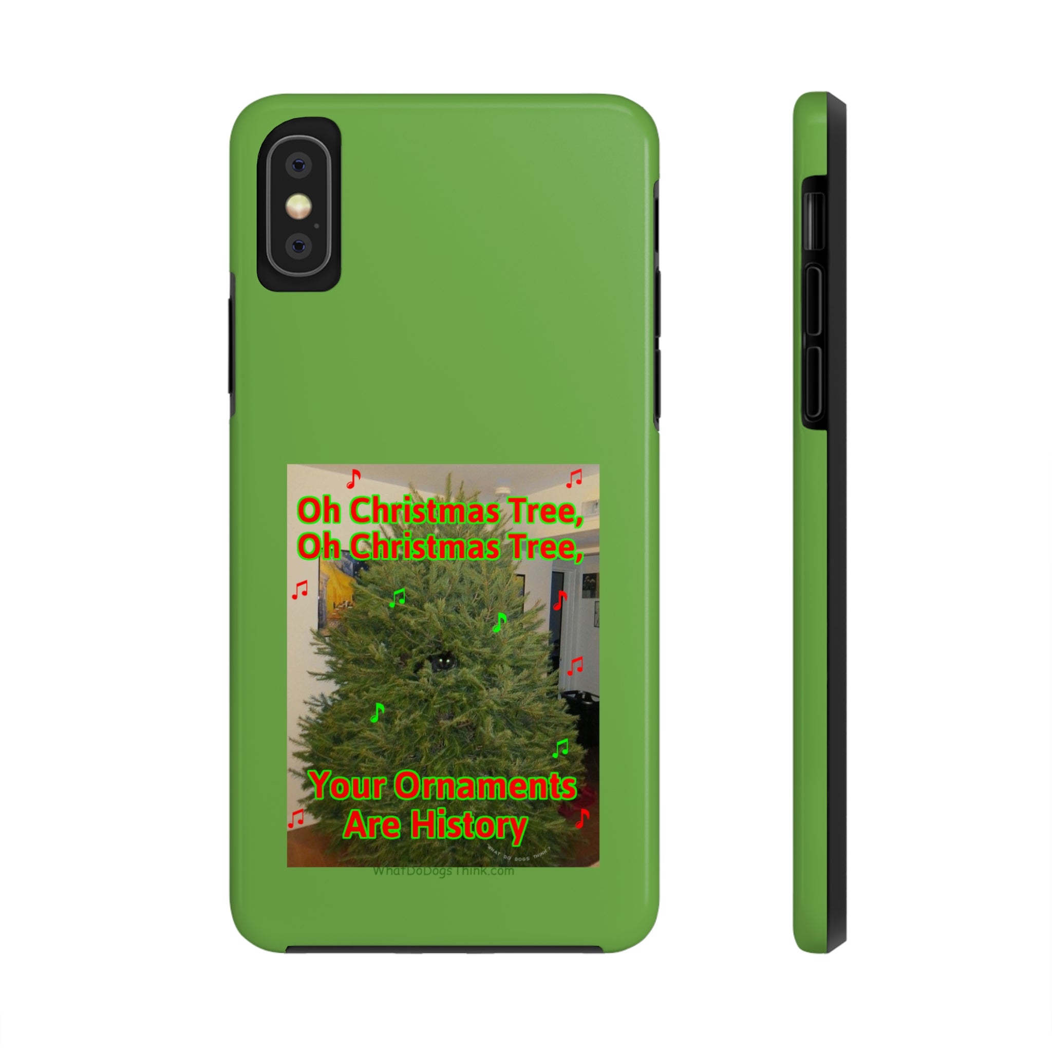 Christmas Tree Cat Green Tough Phone Cases