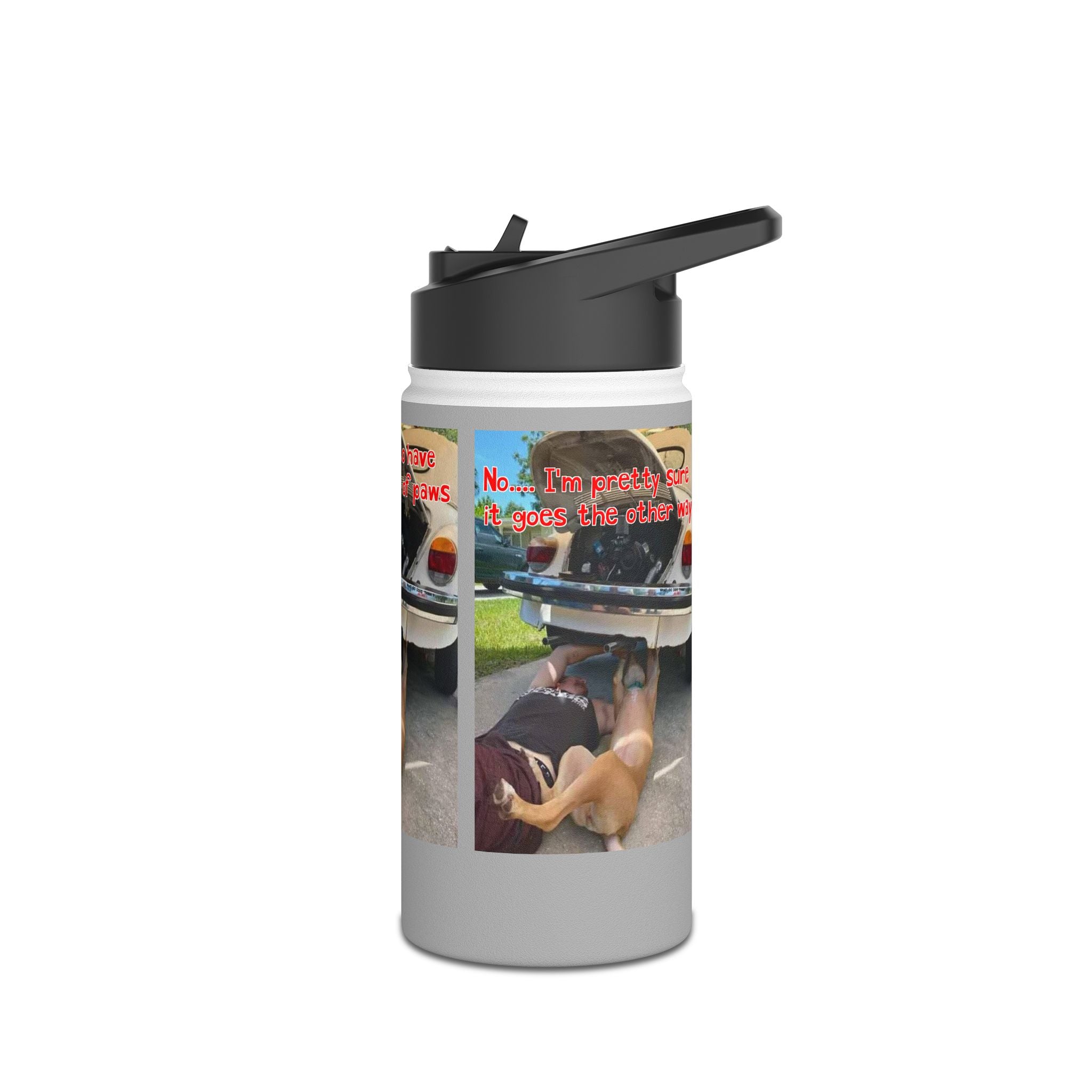 VW Helper Grey Stainless Steel Water Bottle, Standard Lid